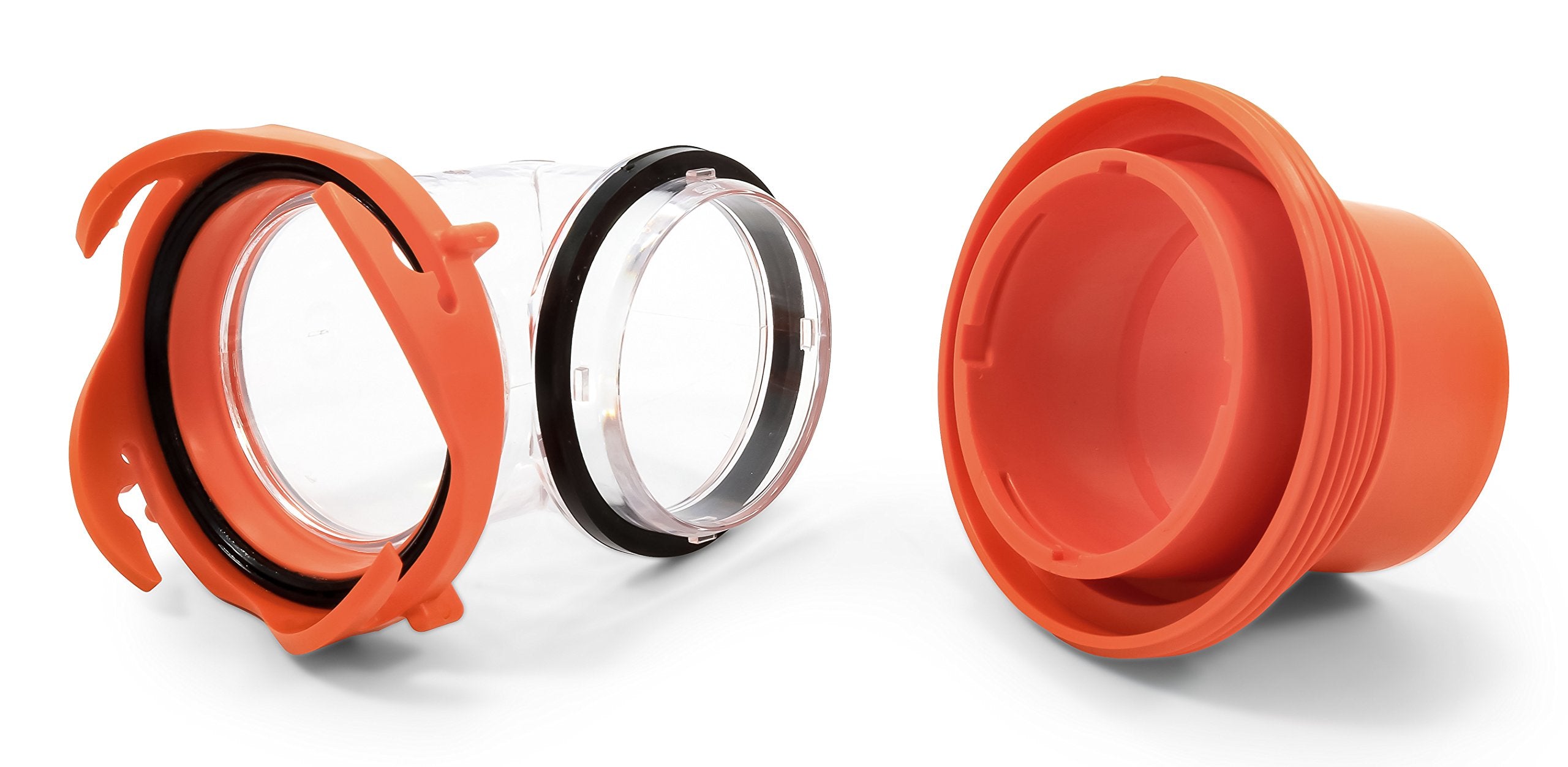 Camco RhinoFlex Clear RV Sewer Hose Elbow with 4-in-1 Adapter - Features a 360-Degree Fitting Rotation and Built-in Gasket for Odor-Tight Protection - Fits 4 Sizes of Dump Station Inlets (39736)