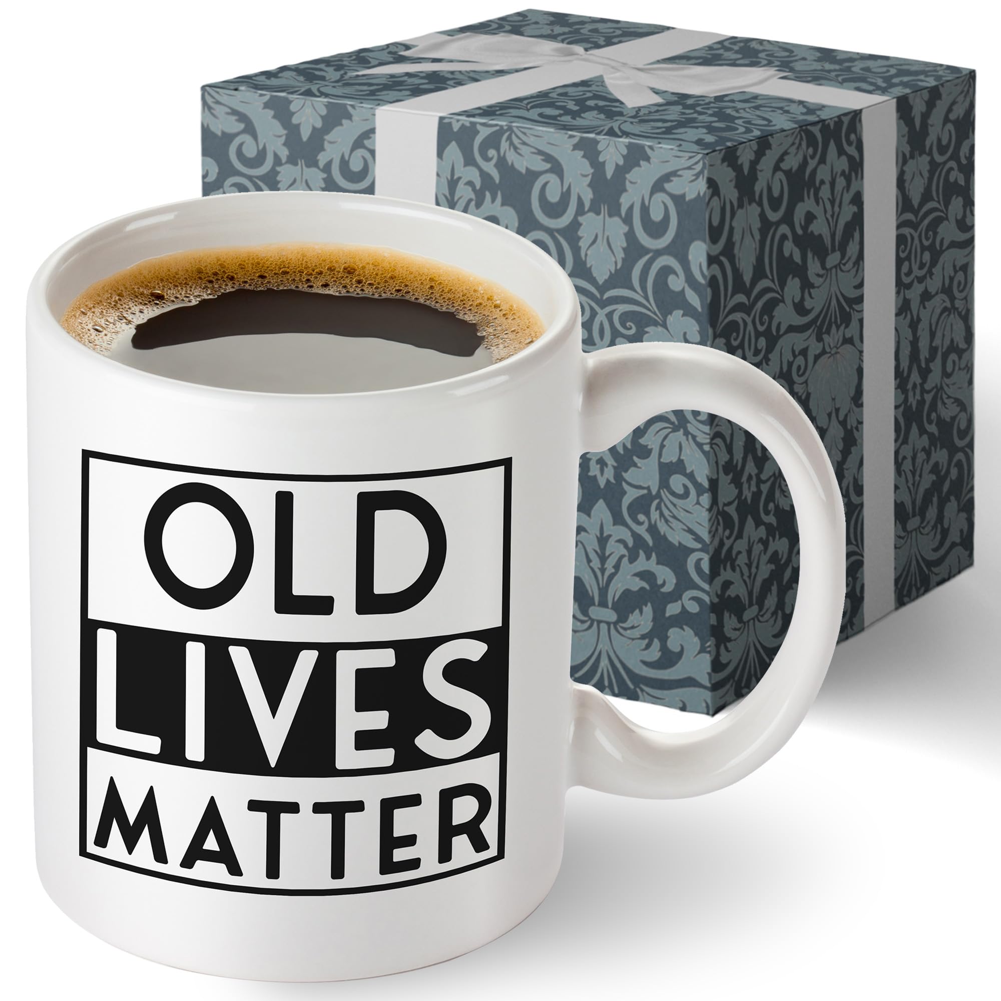 Old Lives Matter Mug Old Lives Still Matter Gifts for Men Old Lives Still Matter Coffee Mug 11oz Gifts for Elderly Men Dad Grandparent Over The Hill Gag Gifts 60th 70th Senior Birthday Gifts - White