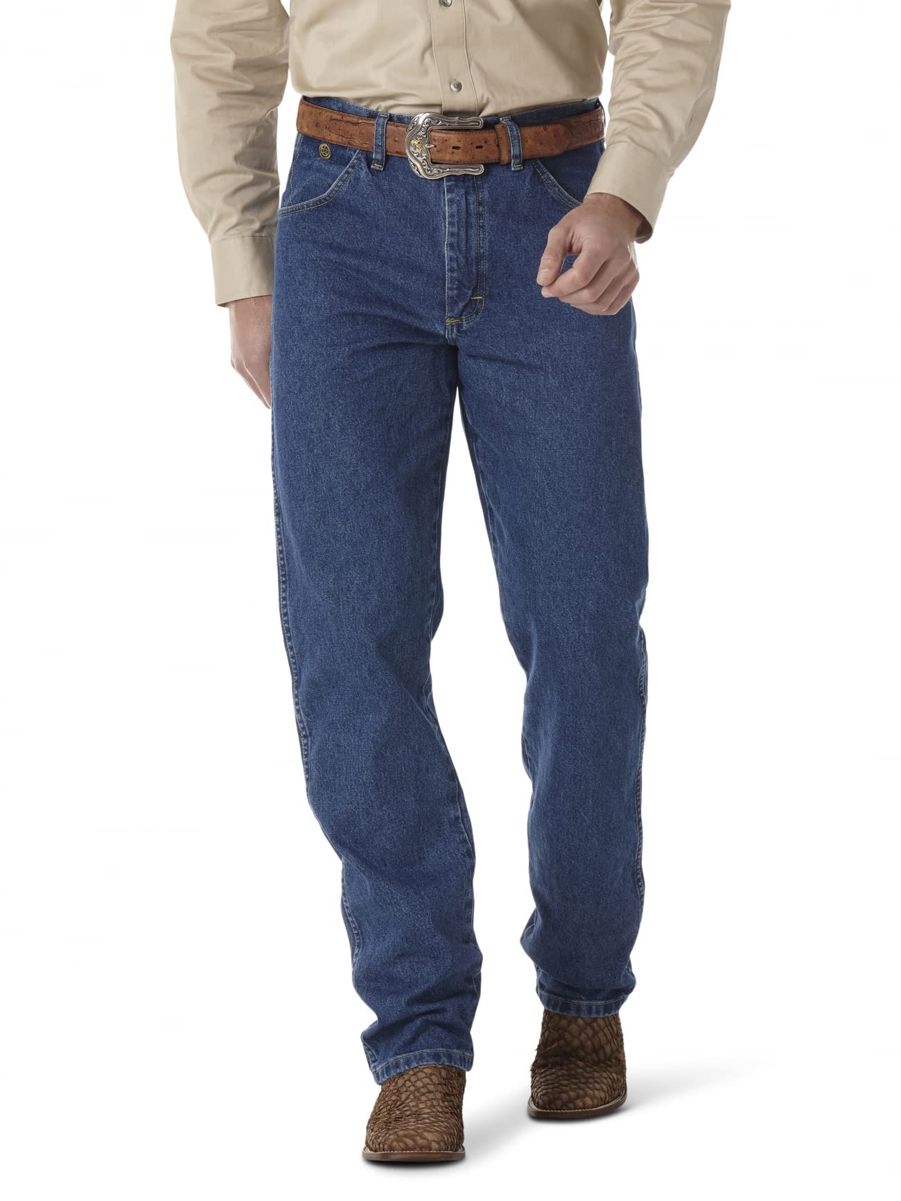 Wrangler mens George Strait Cowboy Cut Relaxed Fit jeans, Stonewashed, 34W x 38L US