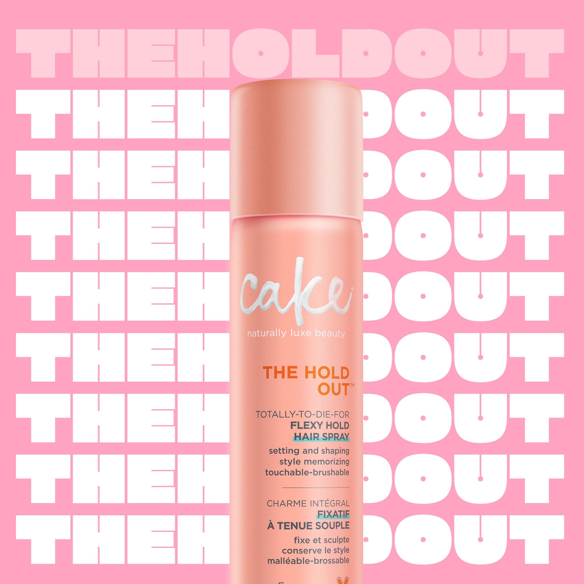 Cake Beauty Hairspray, The Hold Out – For Brushable, Touchable, Flexible Hold & Soft Volume – Vitamin E & Abyssinian Oil – For All Hair Types- 5.6 Oz.