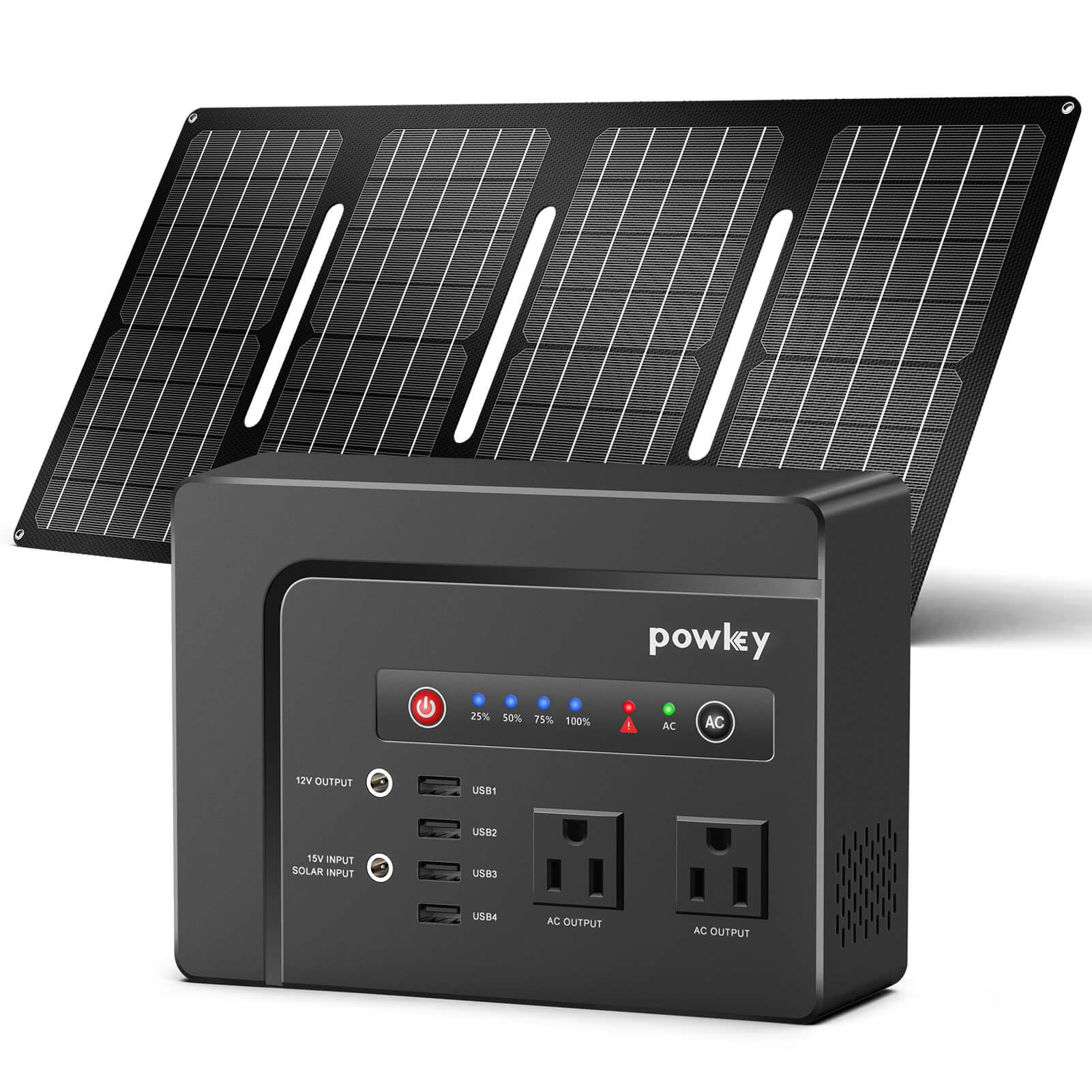 Powkey Solar Generator with Panel, 146Wh/200W Portable Power Station with Solar Panel 40W, 110V Pure Sine Wave DC/USB/AC Outlet Electric Generator Battery Backup for Outdoor Camping Emergency Home Use