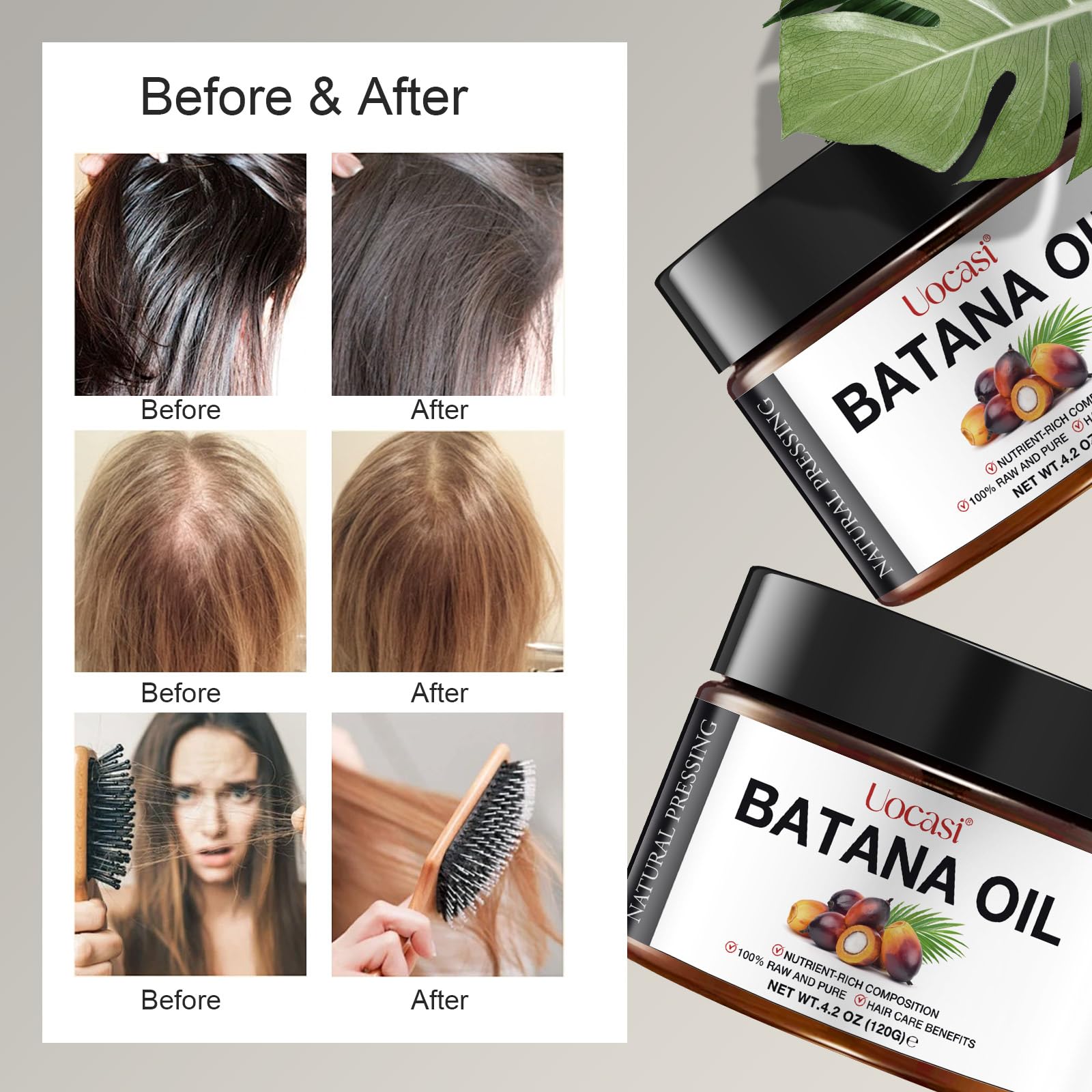 Raw Batana Oil for Hair Growth (4.2 OZ), 100% Pure Natural Unrefined - Prevent Hair Loss and Promotes thickness for Women & Men