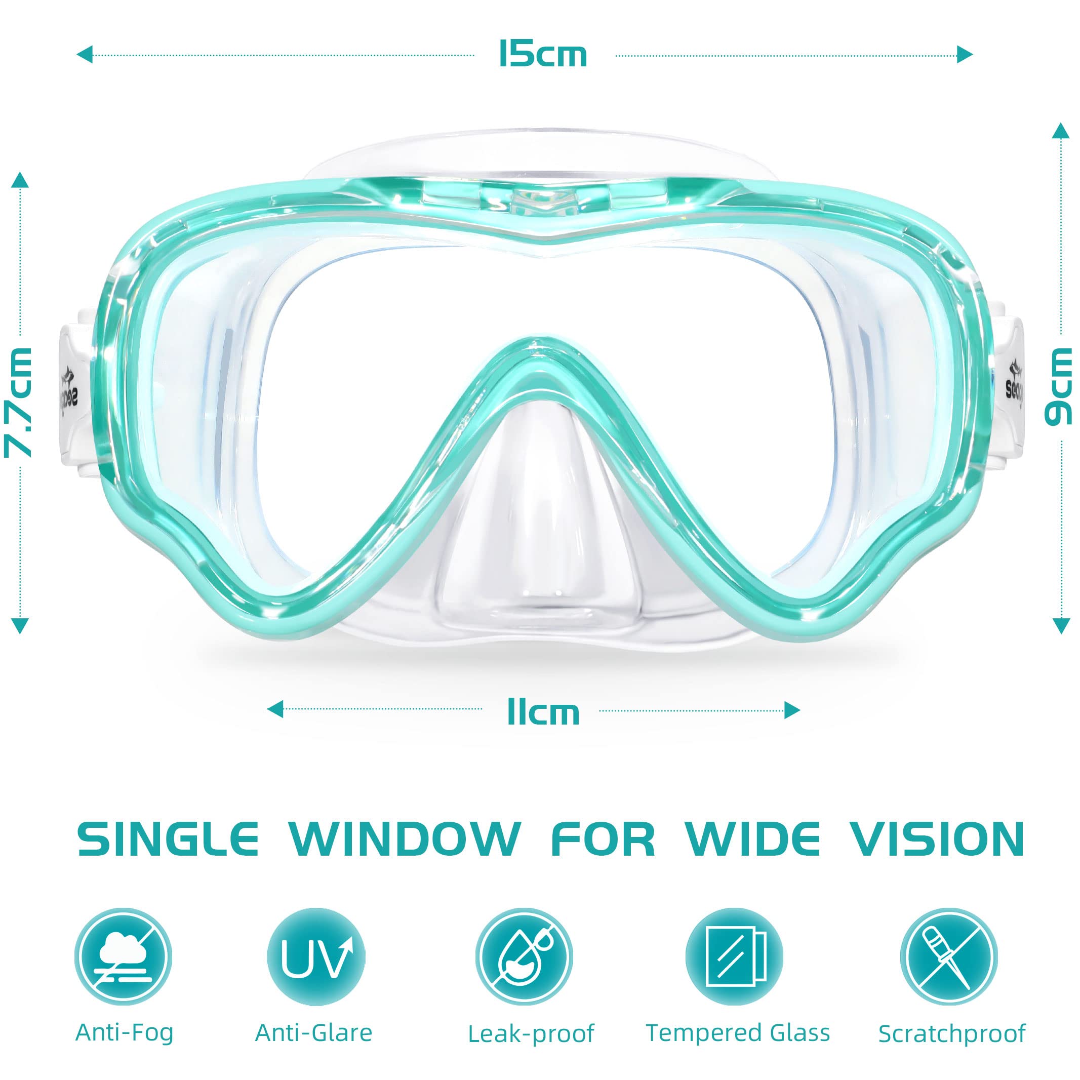 Seago Kids Swim Goggles Swimming Goggles for Kids Boys Girls Toddlers Youth 5-15 Anti-Fog 180° Clear Goggles No Leak Kids Pool Underwater Open Water Swim Goggles with Nose Cover Swimming Equipment