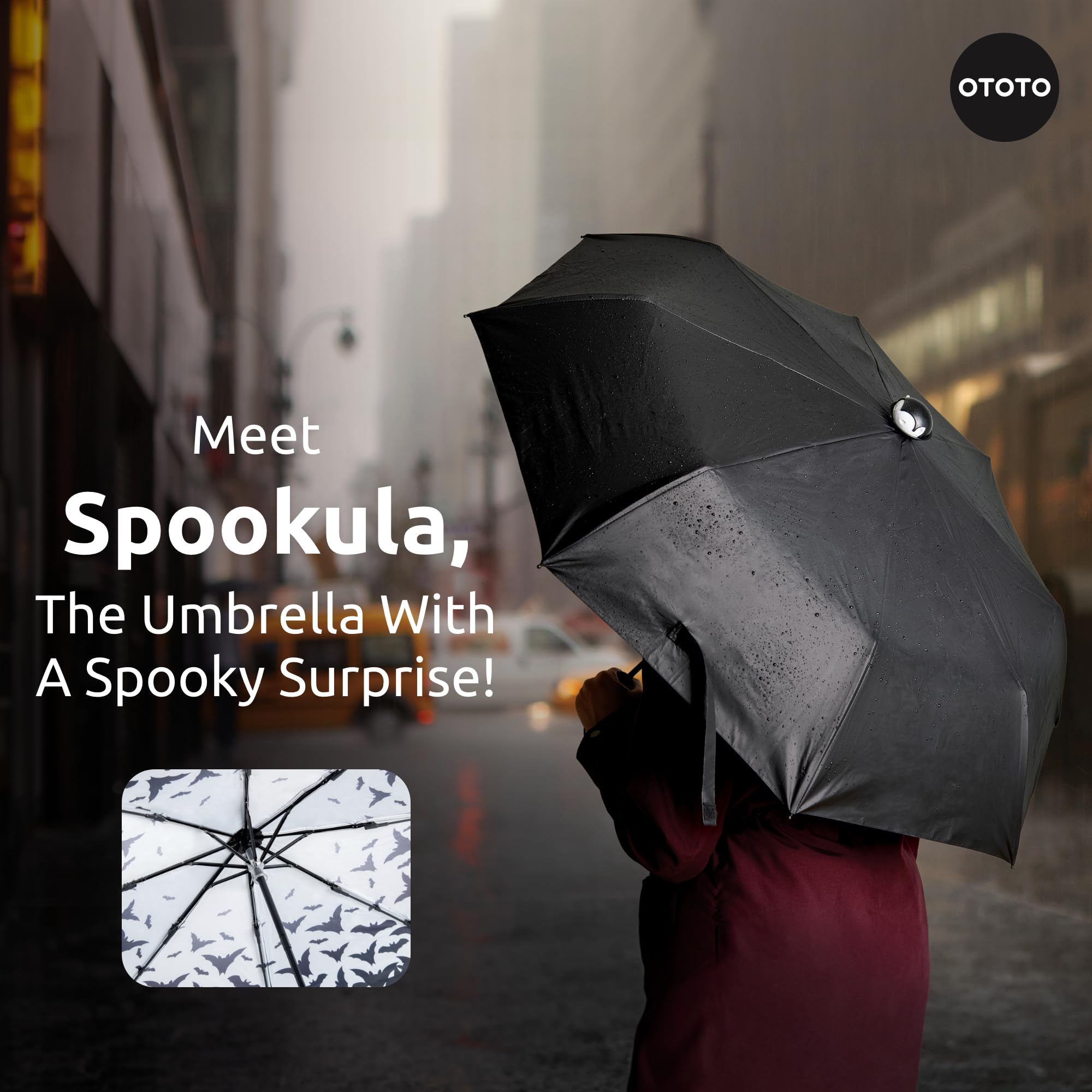 OTOTO NEW! Spookula Vampire Umbrella, Halloween Gifts, Unique Umbrella, Spooky Gifts, Goth Accessories, Dracula Cool Gifts, Gothic Umbrella, Black and White Umbrella, Umbrella Cute, Rain Umbrella