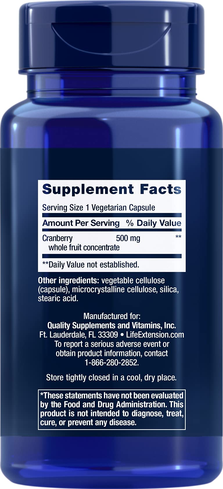 Life Extension Cran-Max®, 500 mg, cranberry whole fruit concentrate, promotes urinary tract health with powerful antioxidants, gluten-free, vegetarian, non-GMO, 60 capsules