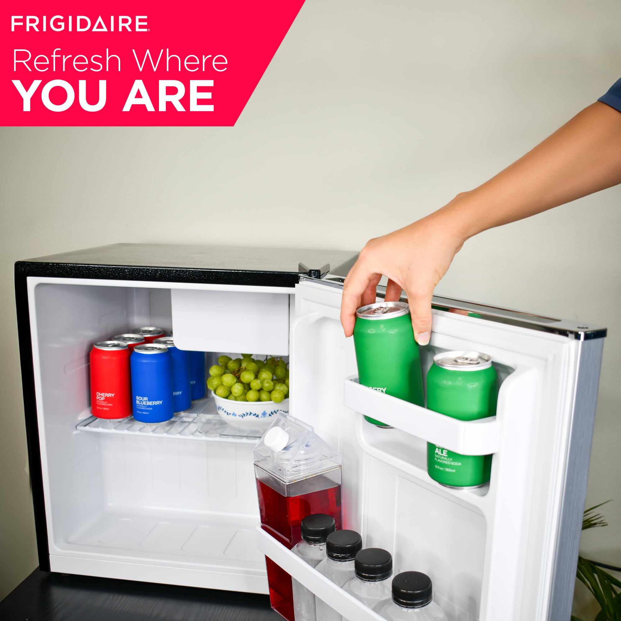 Frigidaire EFR182 1.6 cu ft Stainless Steel Mini Fridge. Perfect for Home or The Office. Platinum Series, 1.8