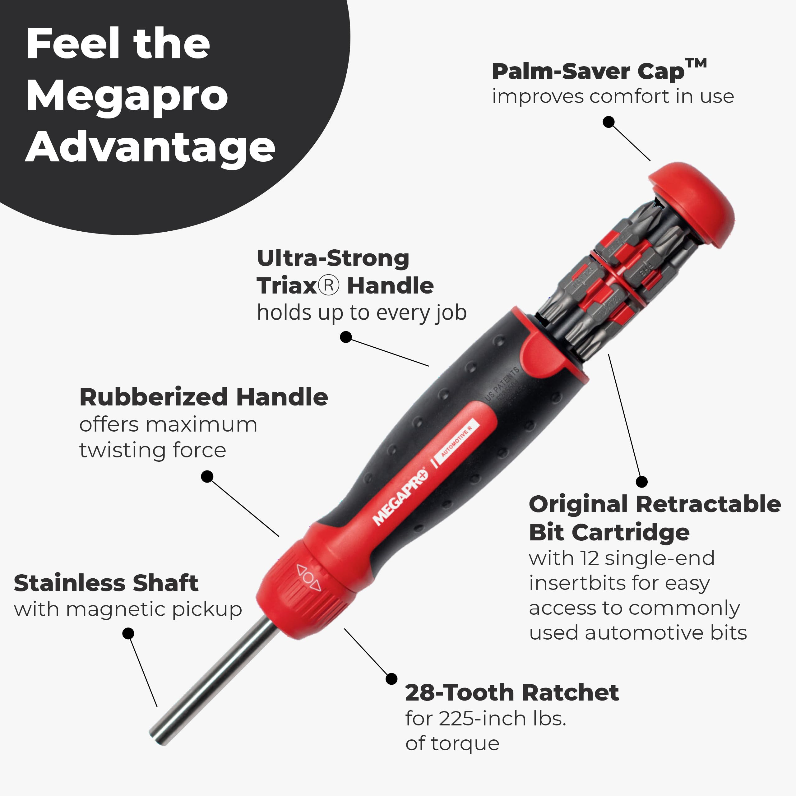 MegaPro 211R1C36RD 1" 13-In-1 Ratcheting Automotive Driver Bits in Red