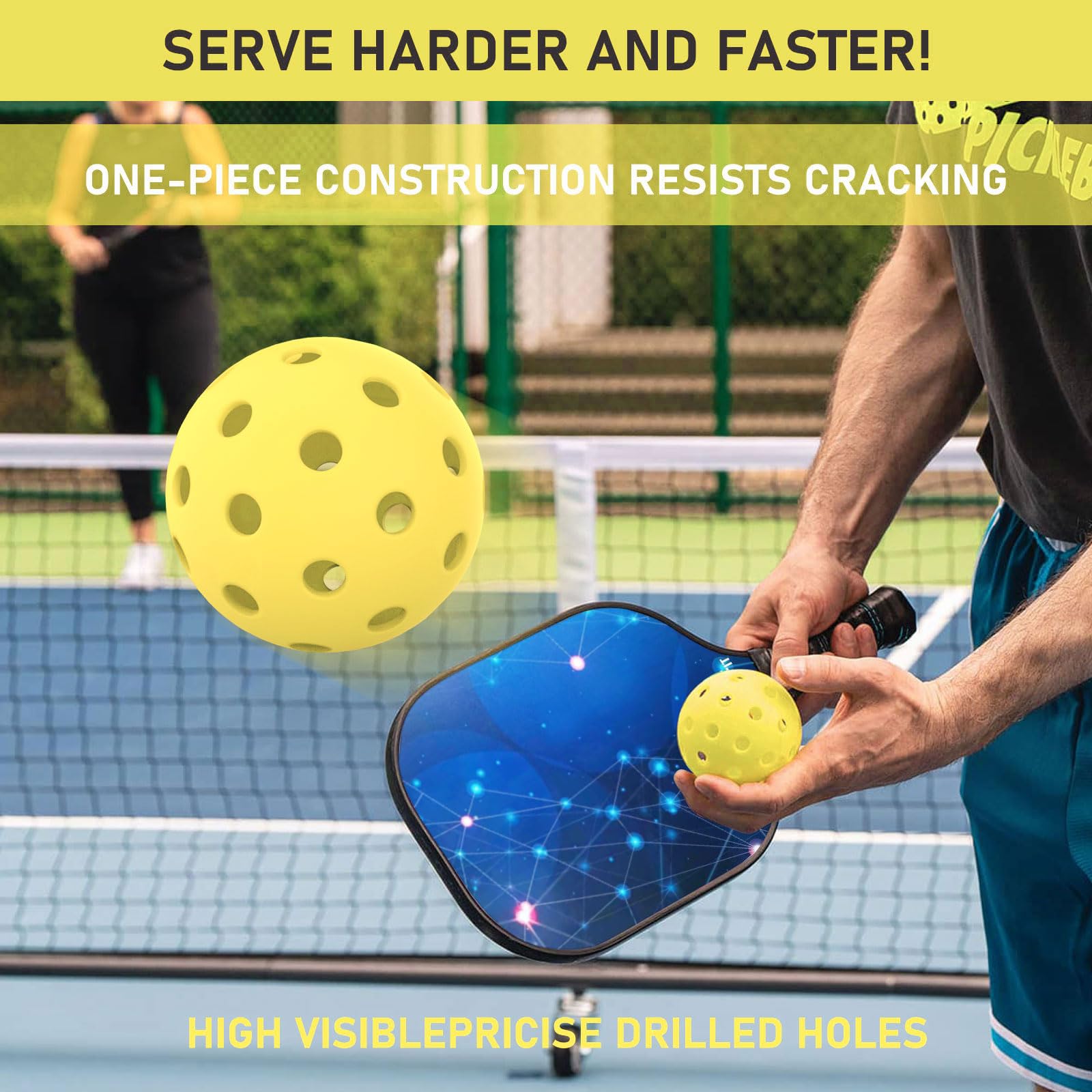 X-MYFIT Pickleball Balls Outdoor Pickleball 40 Holes Meet USAPA Specifications Drability and High Elasticity 4-Packs Pickle Ball with Portable Bucket for Beginner to Professional Player