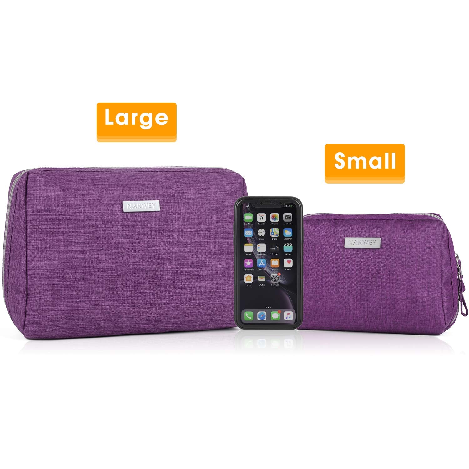 Narwey Large Makeup Bag Travel Cosmetic Bag Organizer Toiletry Bag Make Up Bags Zipper Pouch for Women (Large, Purple)