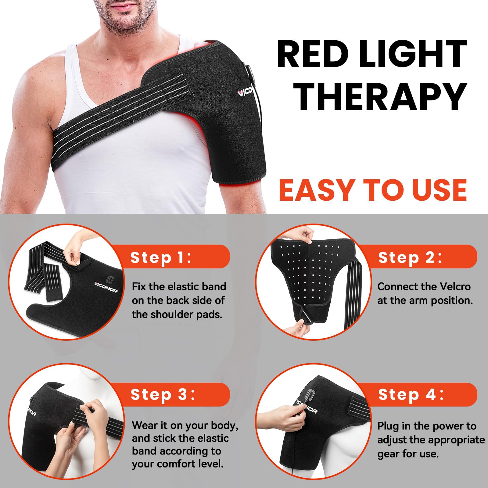 Red Light Therapy for Shoulder Pain Relife，Shoulder Heating Pad,Infrared Light Therapy for Body,Improve Joint Muscle，660nm&850nm Red Light Heated Shoulder Wrap