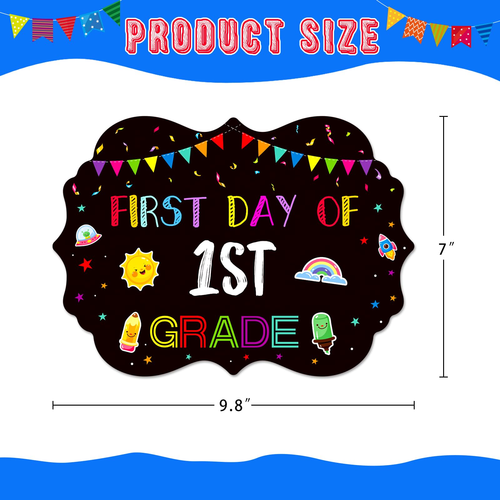 JUESMOS First and Last Day of School Sign Double Sided Back to School Chalkboard Style Photo Prop Signs for Kids Girls Boys Reusable 15 Grades Preschool Kindergarten First Grade Photo Props Supplies