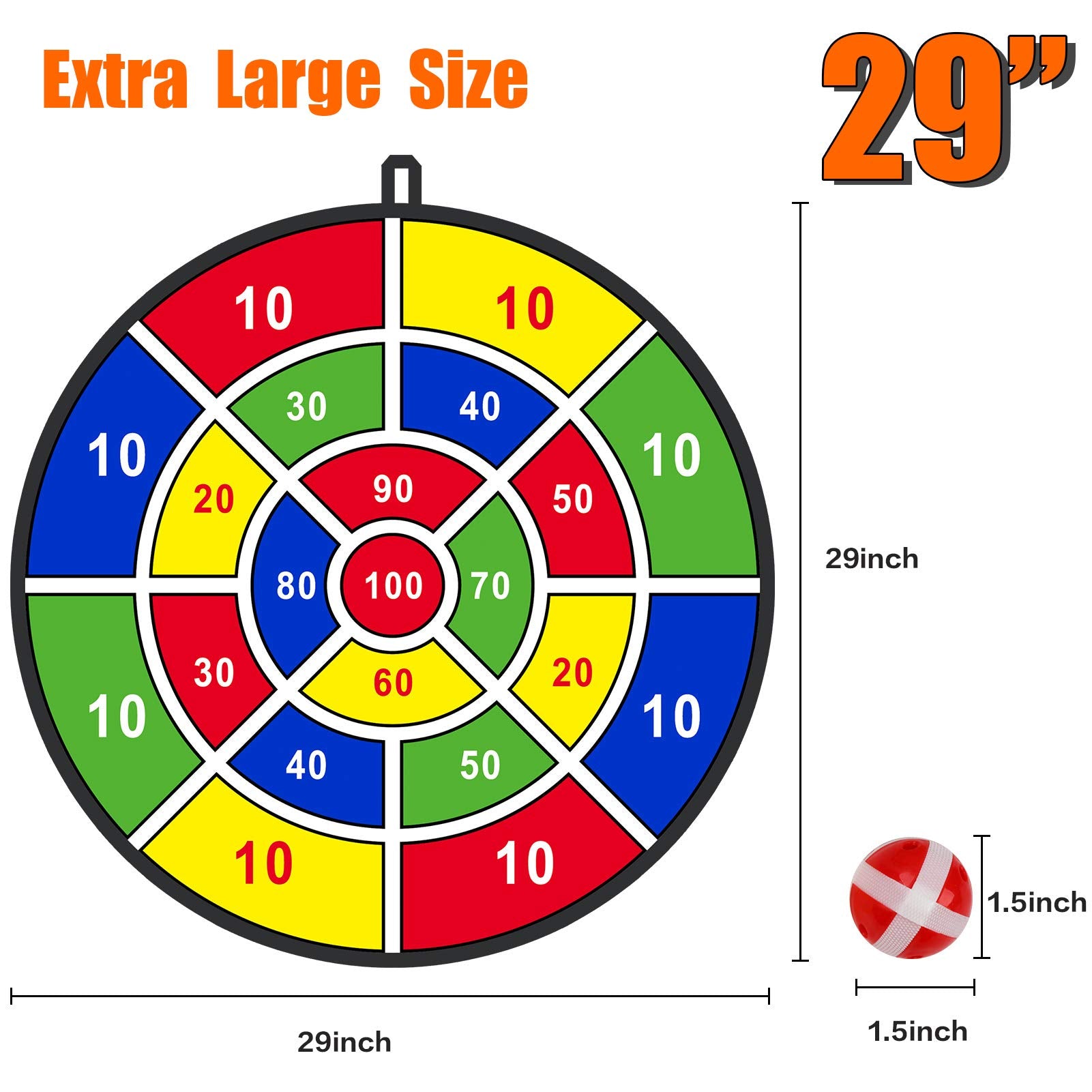 29" Large Dart Board for Kids, BooTaa Kids Dart Board with 12 Sticky Balls, Boys Toys, Indoor/Sport Outdoor Fun Party Play Game Toys, Birthday Gifts for 3 4 5 6 7 8 9 10 11 12 Year Old Boys Girls