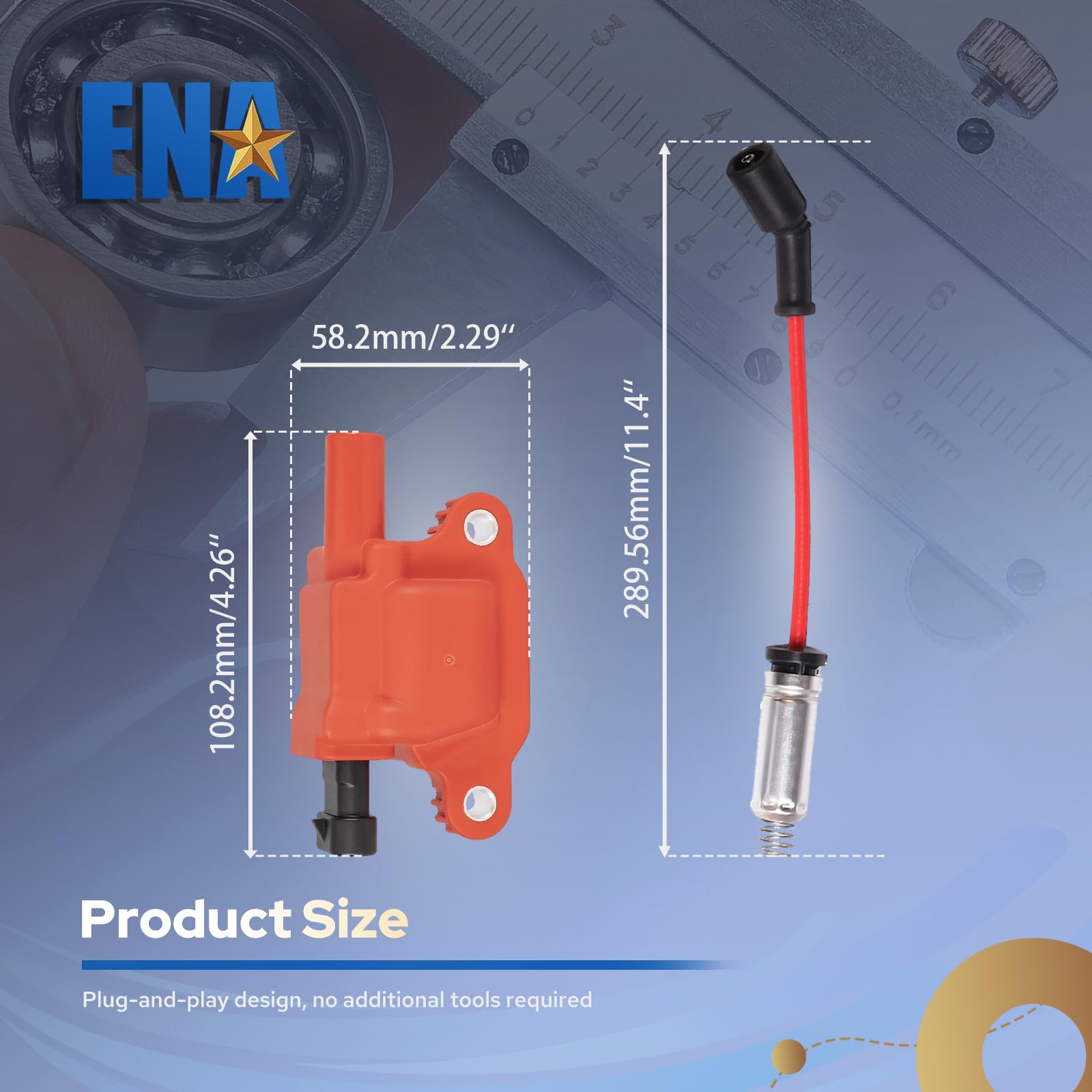 ENA Set of 8 UF413 Ignition Coil with 8mm 748UU Spark Plug Wires Compatible with Cadillac Chevrolet Chevy GMC Canyon Tahoe LaCrosse Escalade Express Savana Silverado SSR Yukon CTS 4.8L 5.3L 6.0L 6.2L