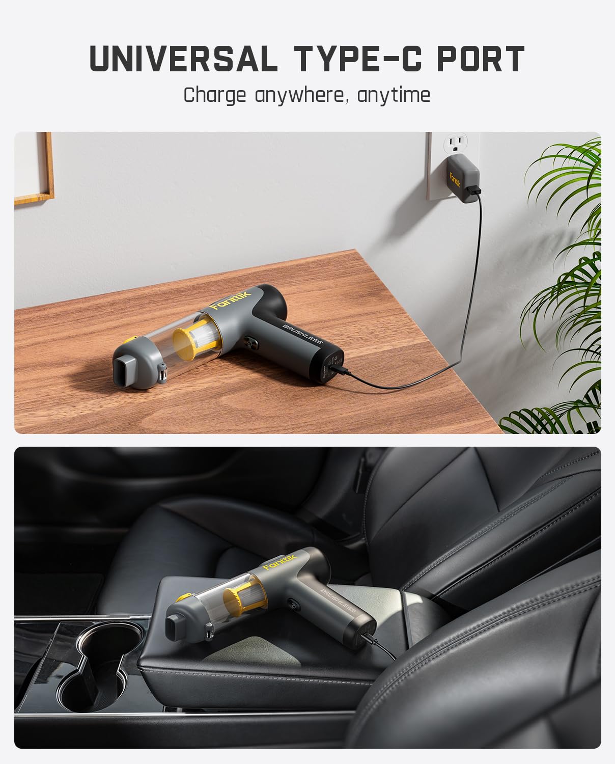 Fanttik Slim V9 Mix Car Vacuum, 4 in 1 Handheld Air Duster and Vacuum, 12000PA High Power Vacuum with Smart LCD Display, RobustClean™ Portable Mini Keyboard Vacuum for Car Interior, Home
