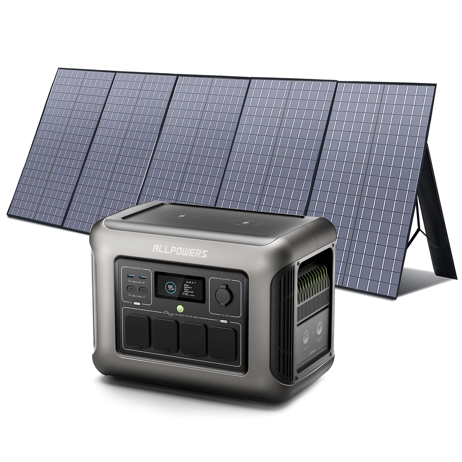 [2025 New Version] ALLPOWERS R1500 LITE Portable Power Station with SP037 Solar Panel, 1600W 1056Wh LiFePO4 Solar Generator with 400W Panel Included, Solar Power with UPS Function, Fast Charging