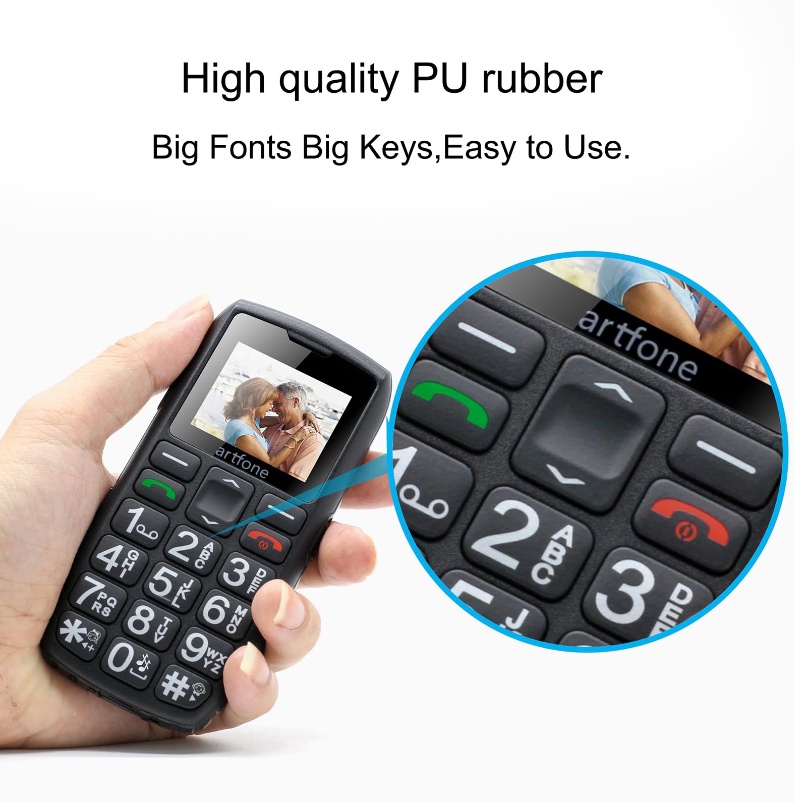 artfone C1+4G Big Button Cell Phone for Seniors and Kids, Unlocked Senior Cell Phone with SOS and Time Broadcast Button, Speed Dial, FM Radio, Torch, Clear Sound, Charging Dock, 1800mAh Battery, Black
