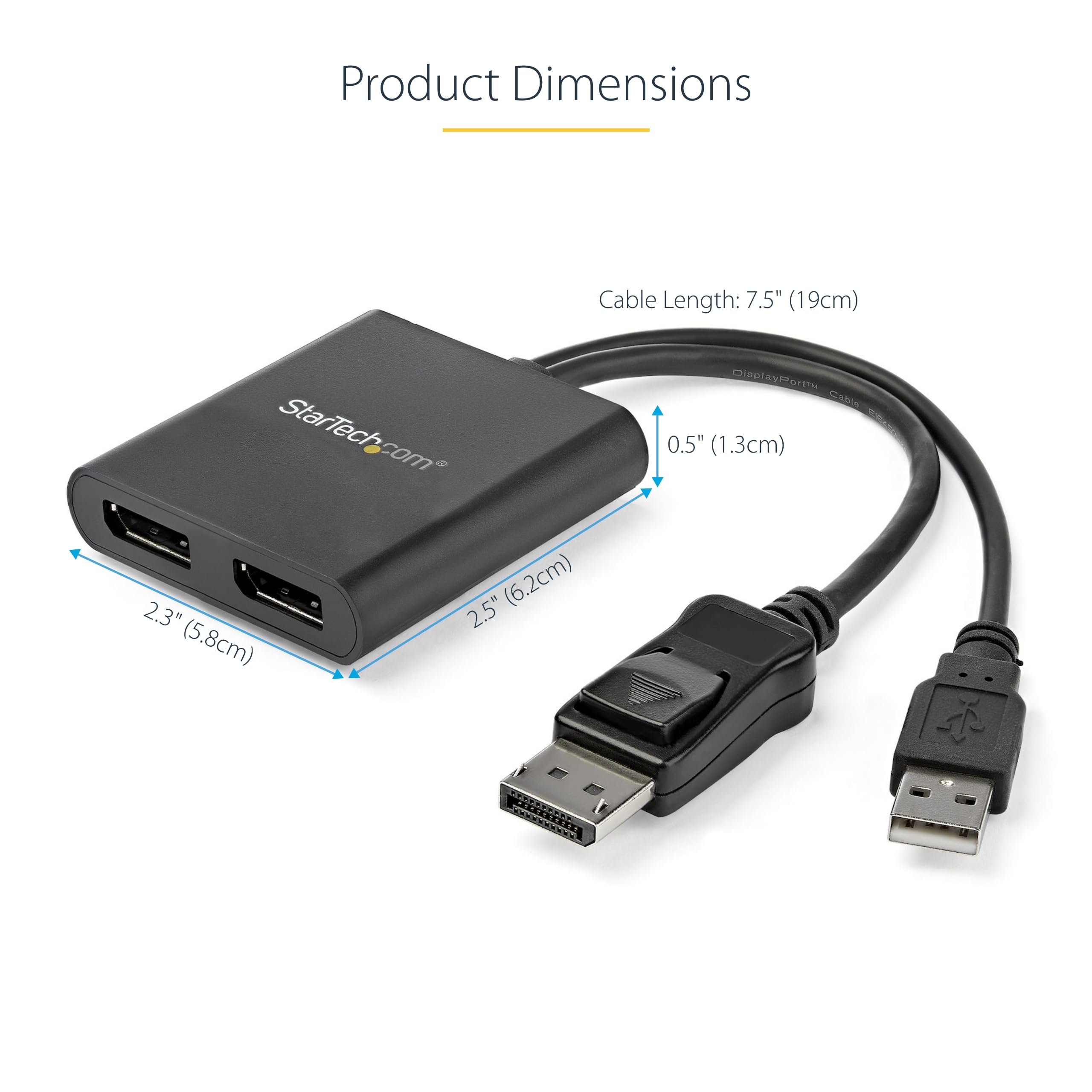 StarTech.com Dual-Monitor DisplayPort 1.2 Splitter, DP to 2x DP Multi-Monitor Adapter, 4K 30Hz/1080p 60Hz MST Hub for Windows