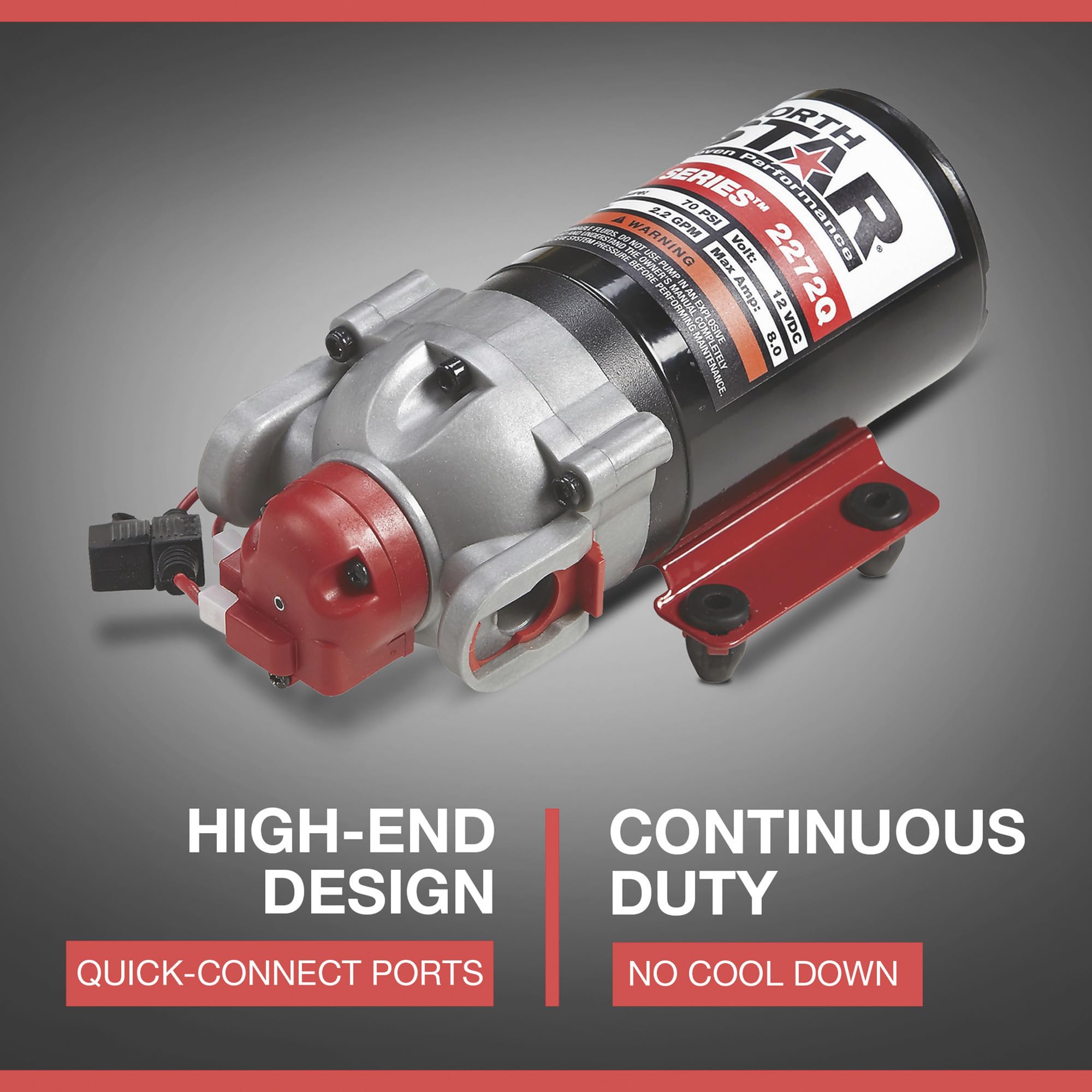 NorthStar NSQ Series 12V On-Demand Sprayer Diaphragm Pump with Quick-Connect Ports - 2.2 GPM