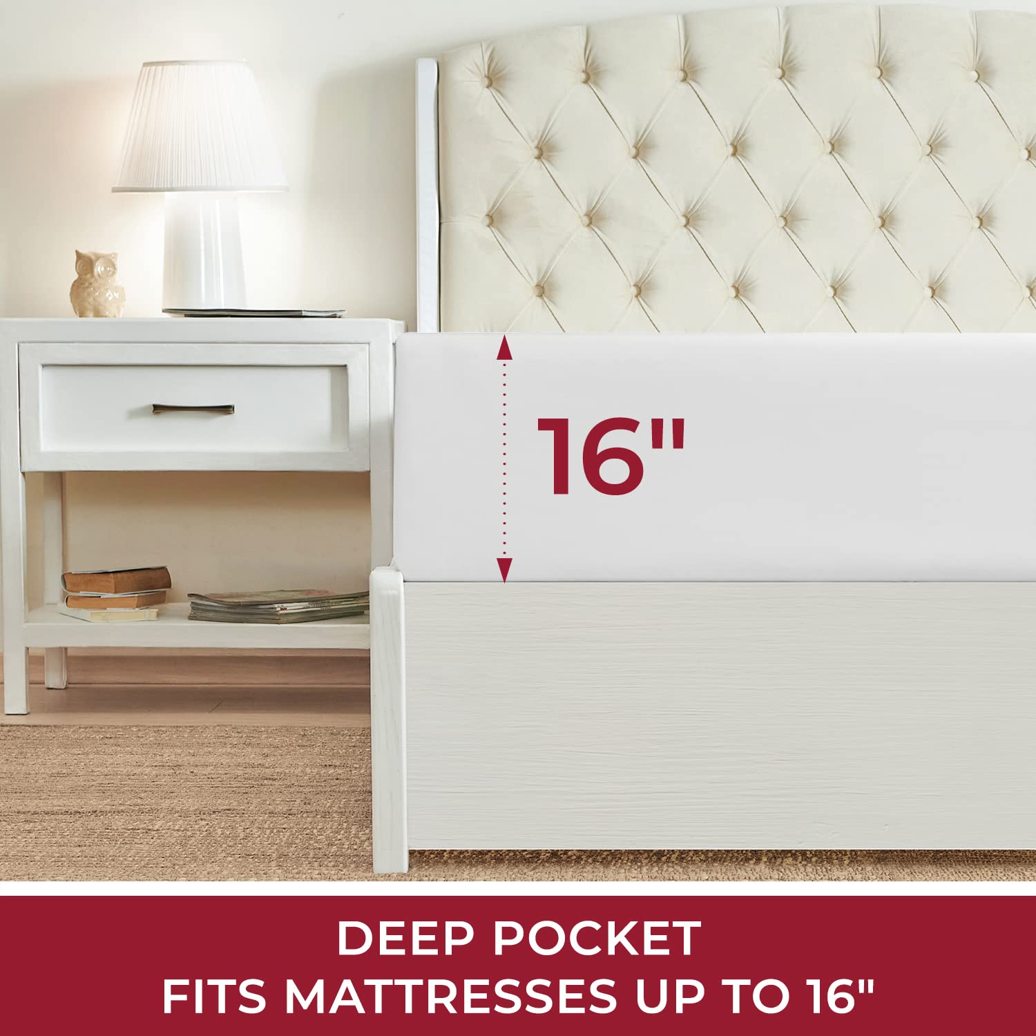 Mellanni Queen Fitted Sheet - Iconic Collection Bedding Sheets with up to 16 inch Deep Pocket - Soft & Cooling - Fade & Stain Resistant - 1 PC (Queen, White)