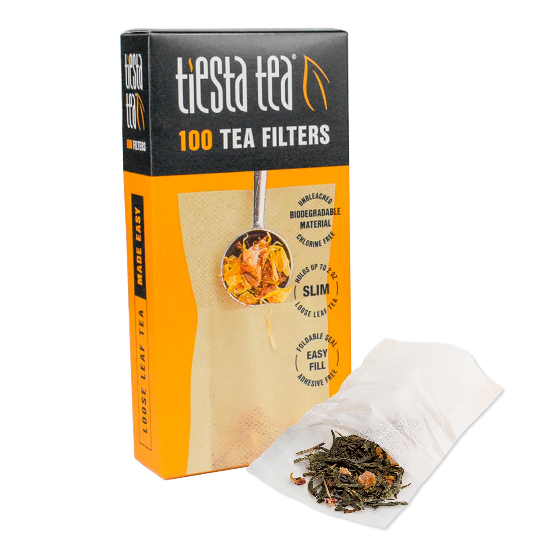 Tiesta Tea - Loose Leaf Tea Filters | Disposable Tea Infuser, 100% Natural Unbleached Paper, Steeps Hot Tea, Iced Tea & Coffee, Easy Fill Single Serve Filter for One Cup - 100 Count Empty Tea Bags