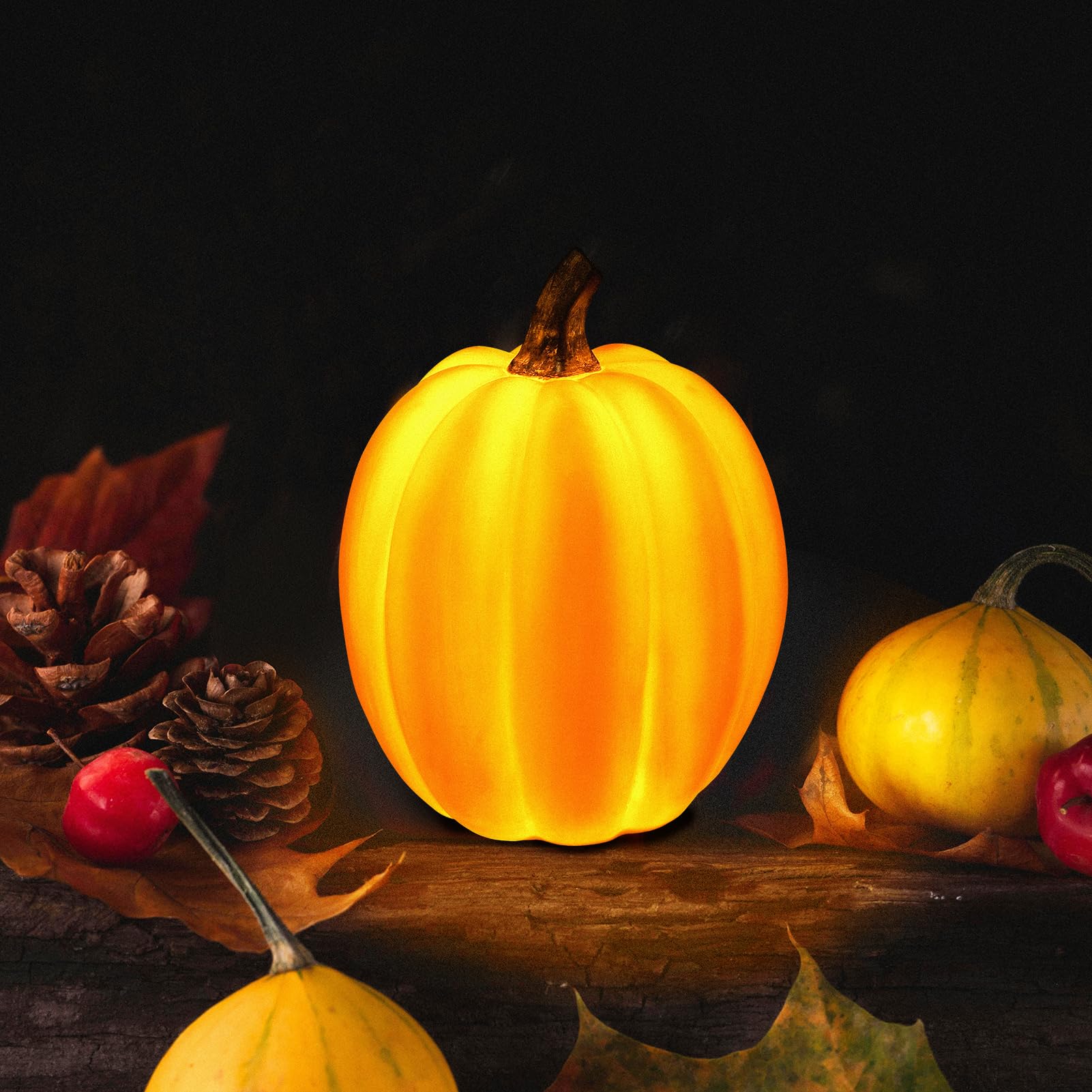 WONDHOME Solar Pumpkin Garden Statues Halloween Pumpkin Decorations Outdoor Pumpkin Lights Fall Decorations for Porch Terrace Yard Lawn Patio,Orange Pumpkin