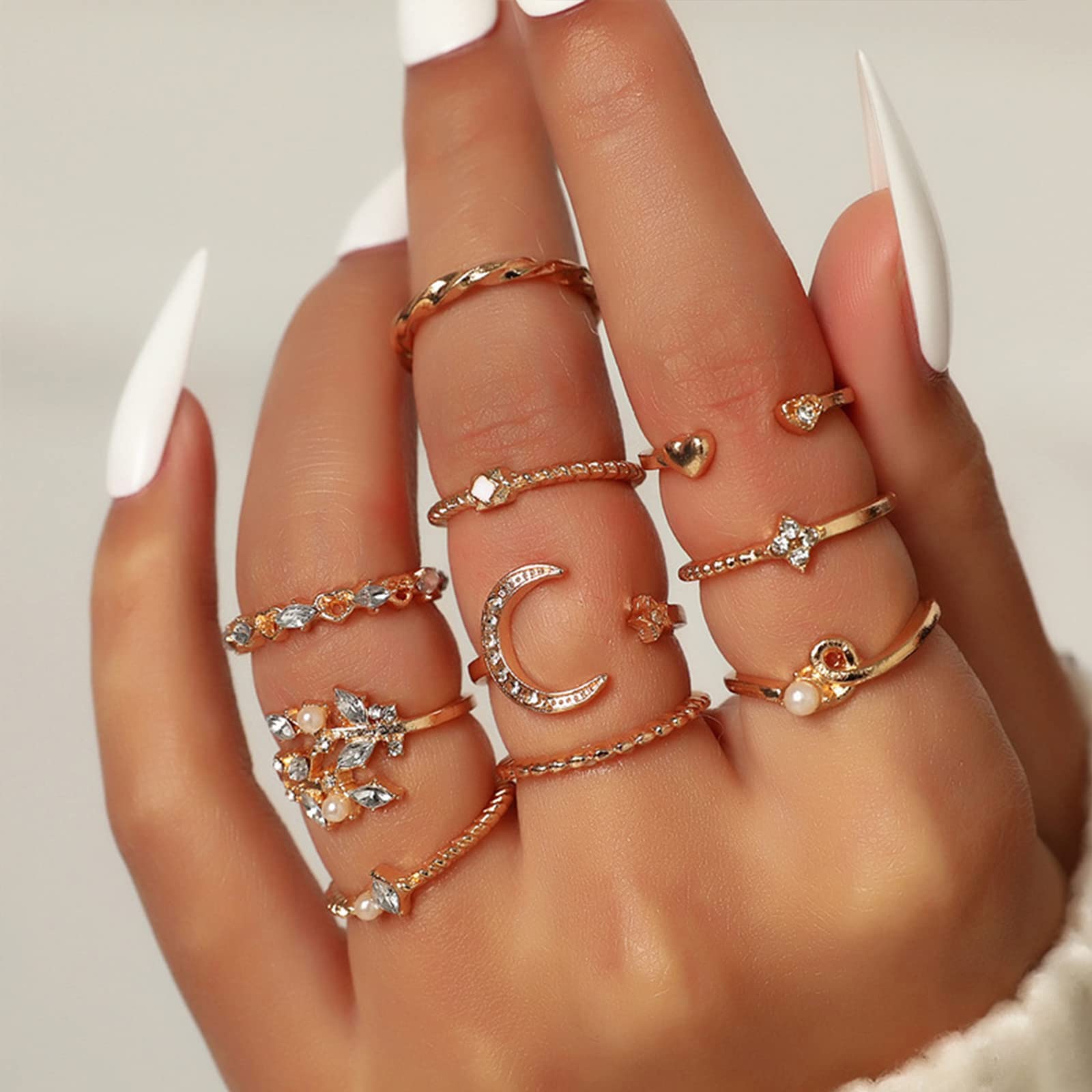 Gold Stackable Rings for Women Gifts Trendy Stuff Simple Star Moon Heart Knuckle Rings Set Boho Rings Cute Stuff Birthday Gifts Valentines Day Gifts