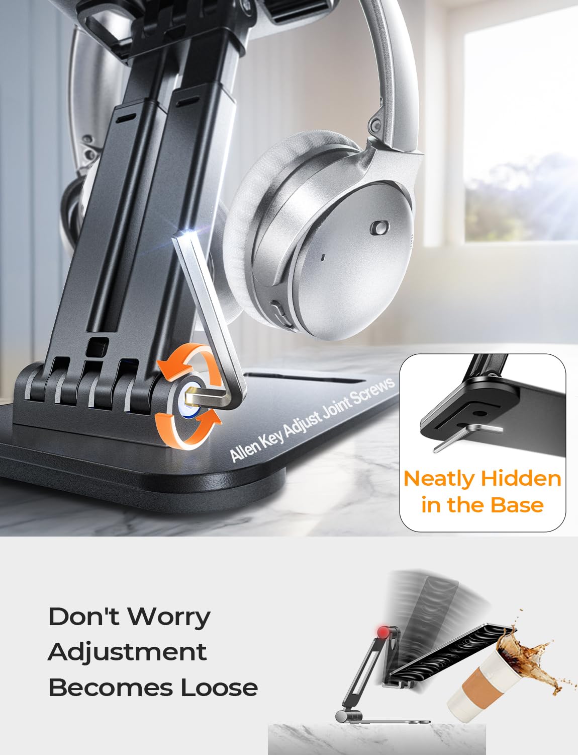 LISEN Tablet Stand for iPad Holder, Foldable Tech Gadgets iPad Accessories Kindle Bed Home Office Desk Accessories for Women Grandkids Gifts Portable Monitor Stand Fits Galaxy Tab Fire 4-15.9" Black