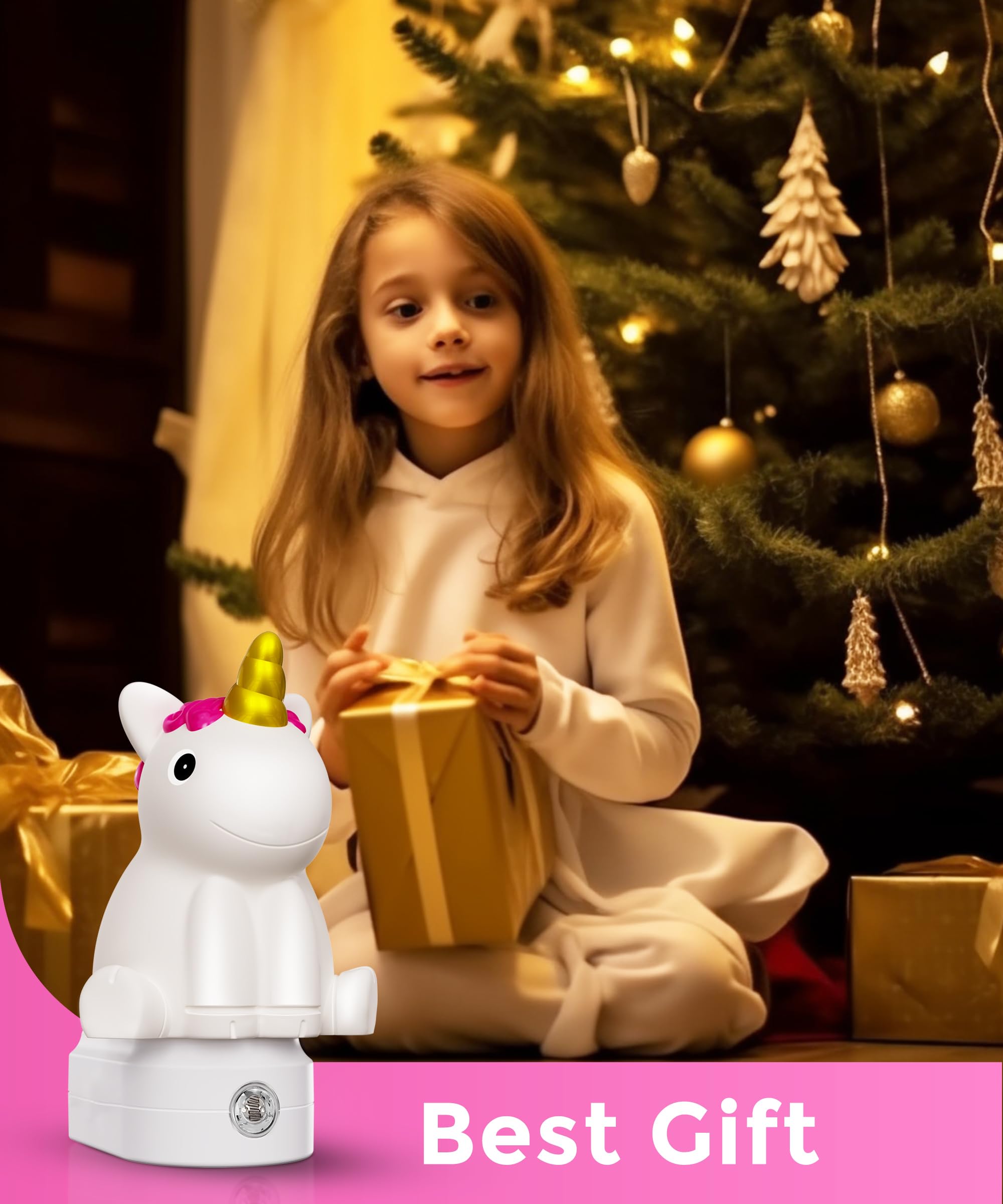 L LOHAS LED Plug-in Night Light for Kids, Cute Color Changing LED Night Light with Dusk to Dawn Sensor, Christmas, Birthday Gift Nightlight for Girls & Kids, Room Decor