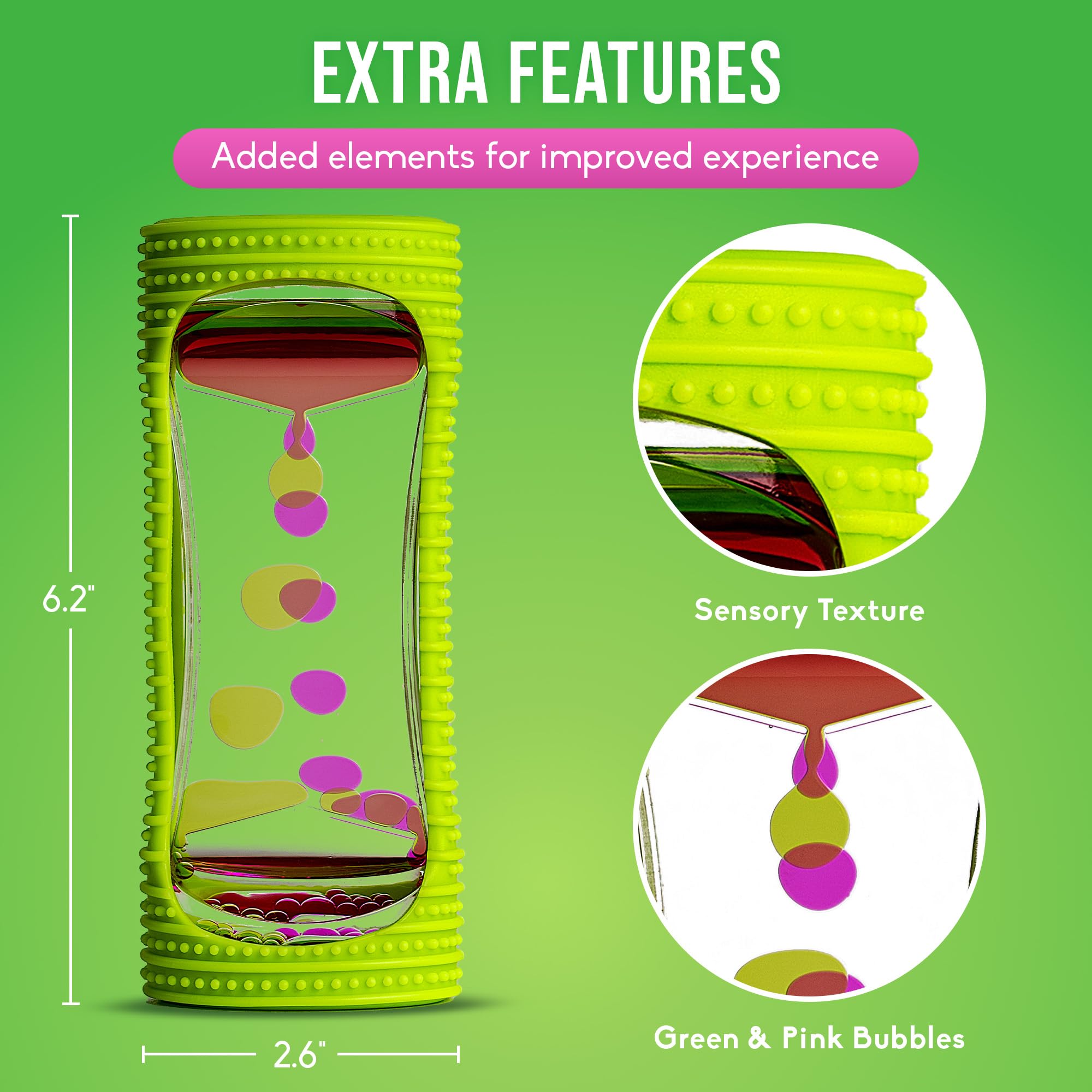 BUNMO Liquid Motion Bubbler Sensory Toys - Sensory Stocking Stuffers for Kids - Rainbow Liquid Motion Bubbler Sensory Toys - Sensory Stocking Stuffers for Kids - Green