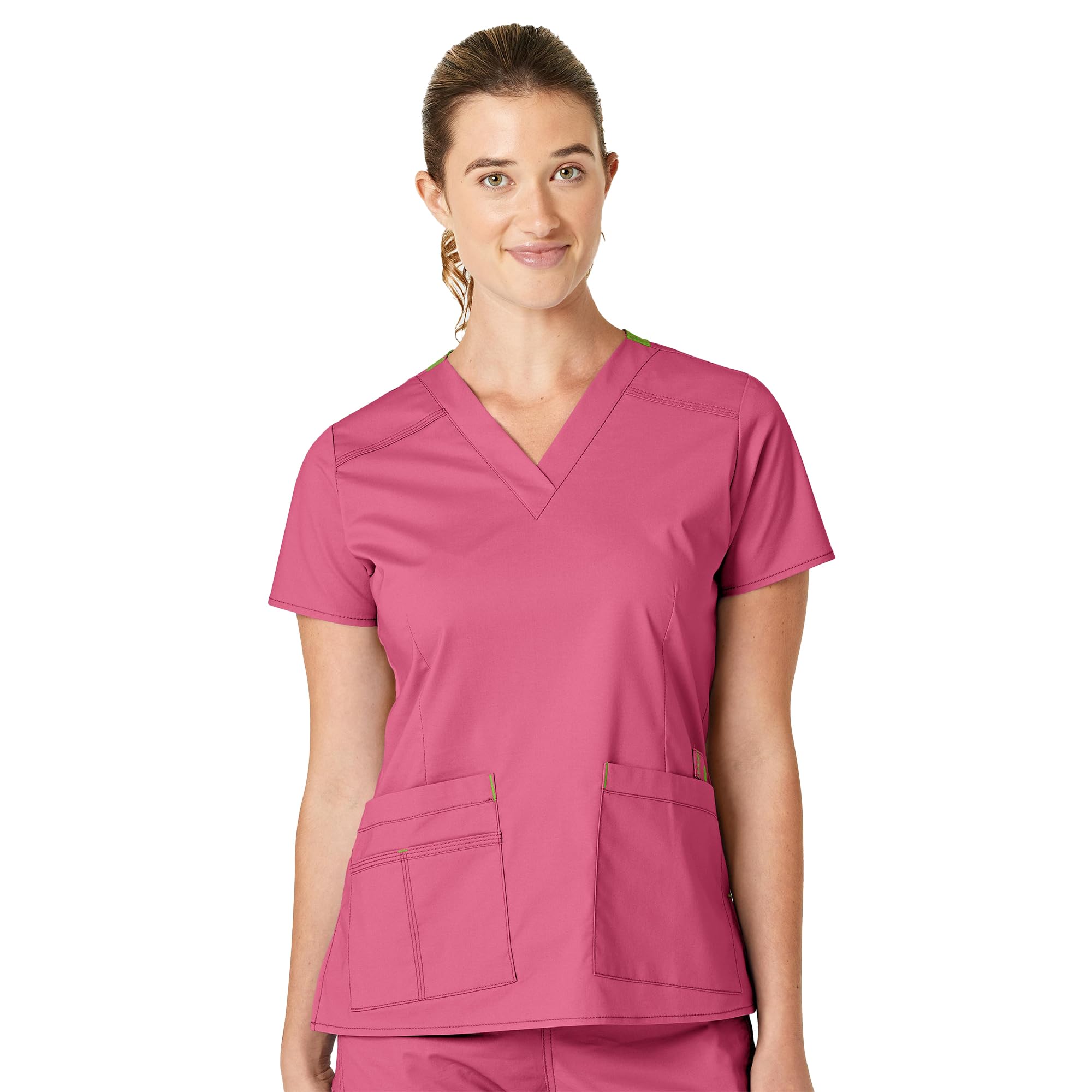 WonderWink Women's Wonderflex Verity Scrub Top, Papaya, Large