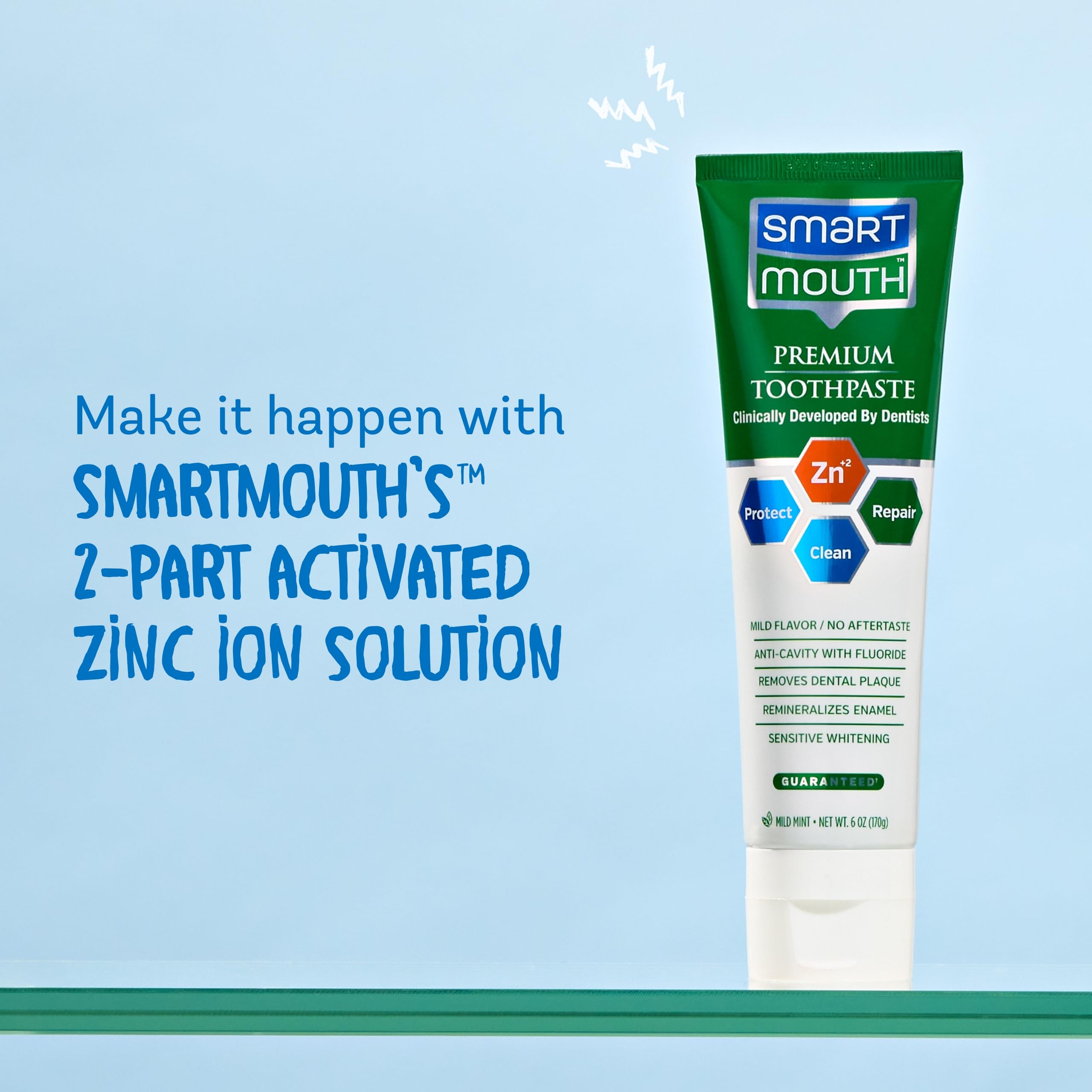 SmartMouth Toothpaste, Refreshing Mint, 6-Ounce Tube (Pack of 3)