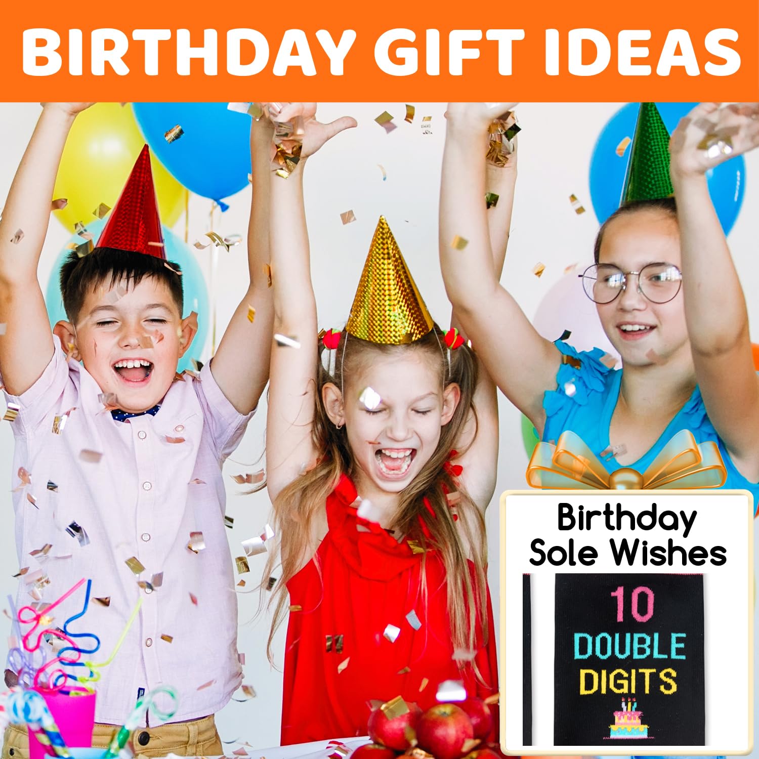 HAPPYPOP 10 Year Old Birthday Gifts Ideas for Girls - Socks for Tween Girls Age 10, Presents for 10 Year Old Kids, Gifts for Ten Year Old Girls, Black