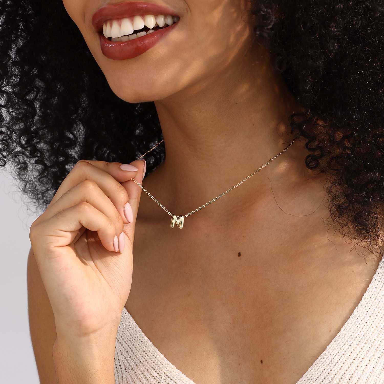 CUEZIY Bubble Letter Necklace Gold Initial Necklaces for Women Name Necklace Personalized Bubble Pendant Necklace Dainty Charm Necklaces Teen Gift Trendy Stuff Gold Jewelry Gifts