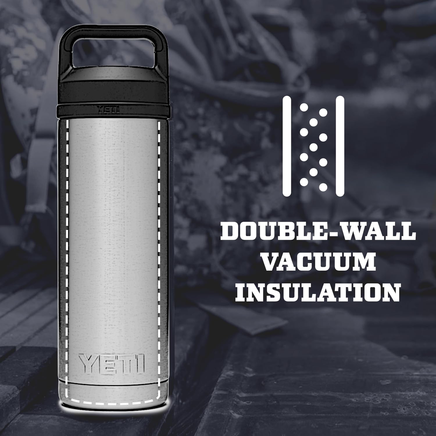 YETI Rambler 18 oz Bottle, Vacuum Insulated, Stainless Steel with Chug Cap, Navy