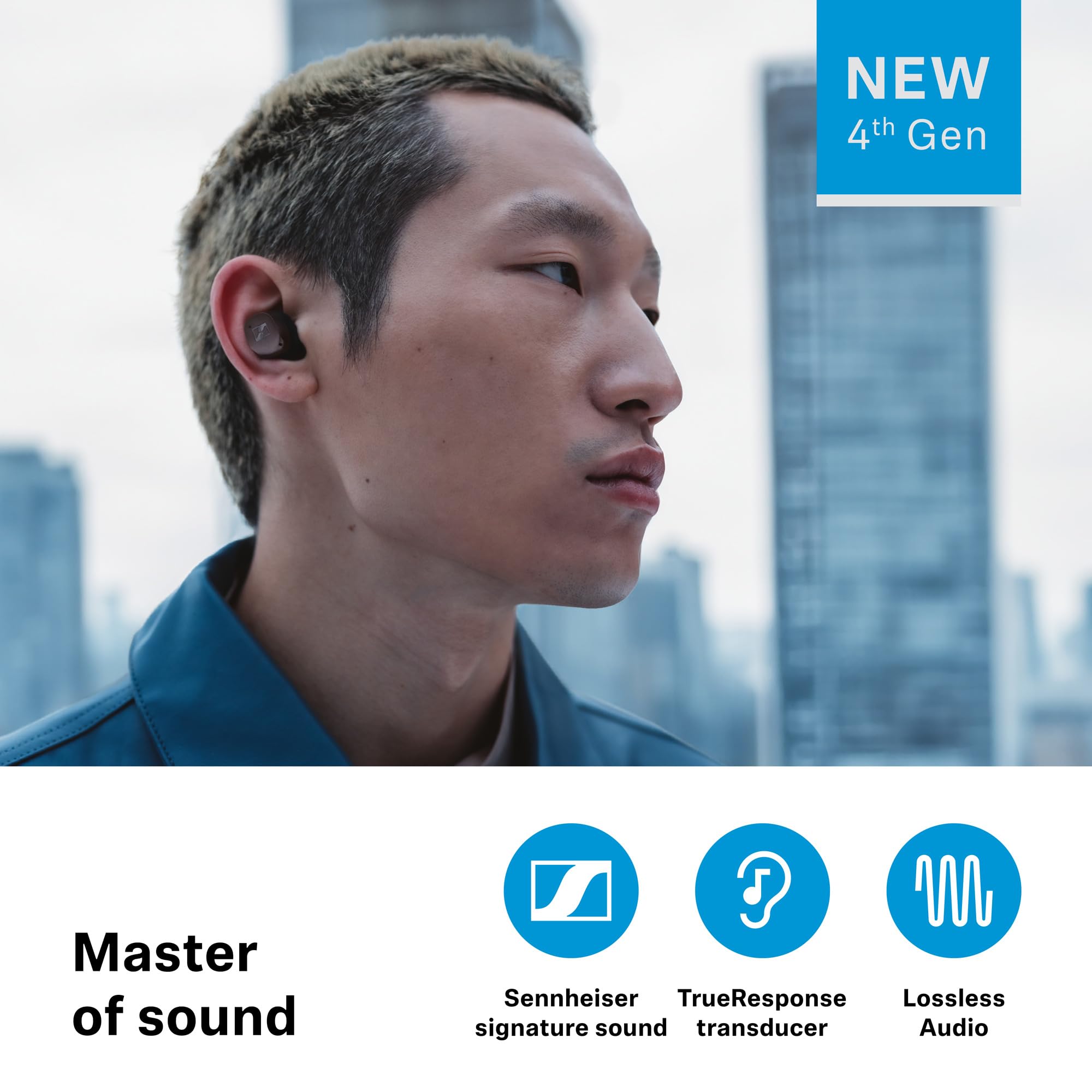 Sennheiser MOMENTUM True Wireless 4 Smart Earbuds with Bluetooth 5.4, Crystal-Clear Sound, Comfortable Design, 30-Hour Battery Life, Adaptive ANC, LE Audio and Auracast - Black Graphite