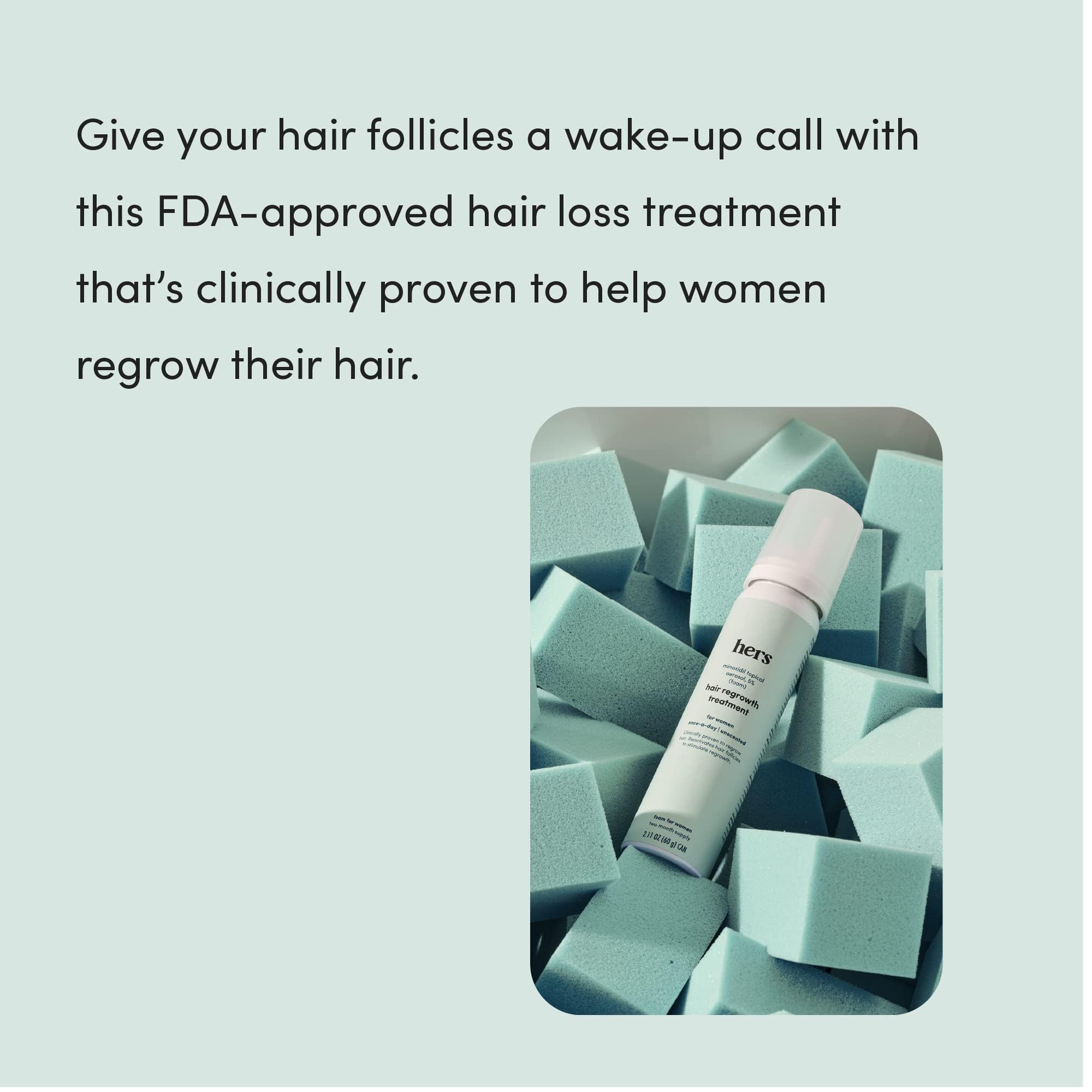 hers Hair Regrowth Treatment - Topical Minoxidil 5% Foam for Women - Extra Strength - Supports Thicker, Fuller Hair - Non-Greasy - Unscented, 2 Pack