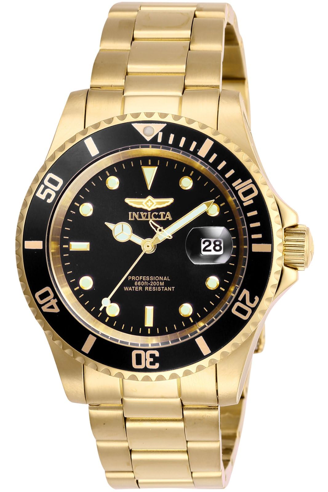 Invicta Men's Pro Diver Quartz Watch with Stainless Steel Strap, Gold, 20 (Model: 26975)