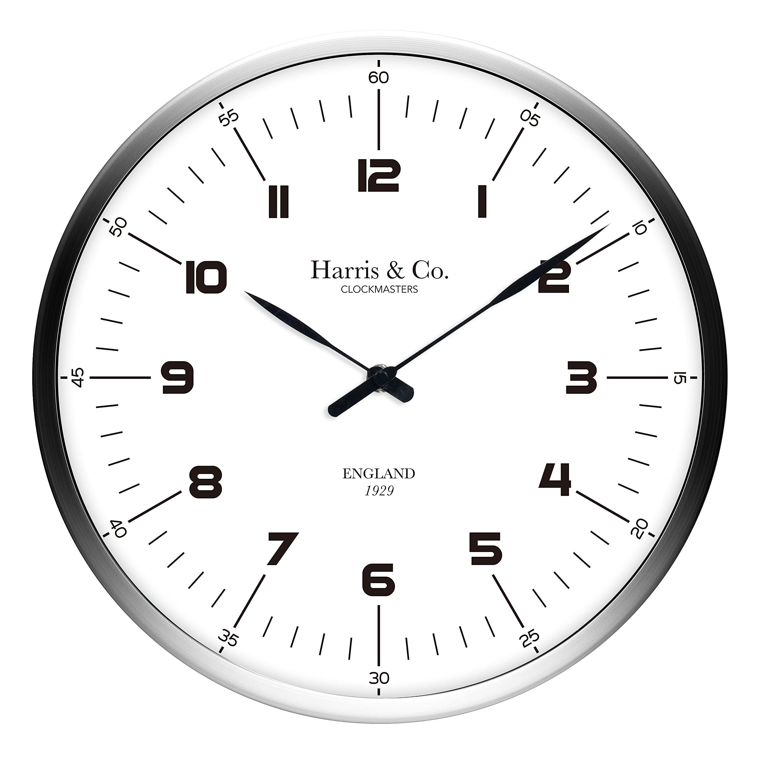 HARRIS & CO. CLOCKMASTERS ( 13 inch Premium Luxury Wall Clock Number Dial (Metal Frame & Curved Glass)(Silent Sweep Noiseless Technology) Model Name - Harley Street