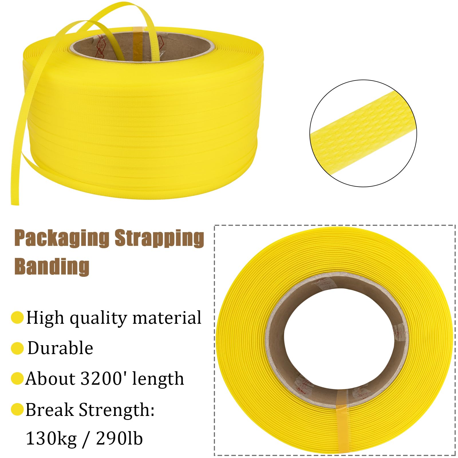 Banding Strapping Kit, Pallet Strapping Kit, Poly Strapping Kit, Plastic Strapping Kit Include Pallet Packaging Strapping Tool, Sealer Tools 3200' Length x 1/2" Wide and 200 Metal Seals