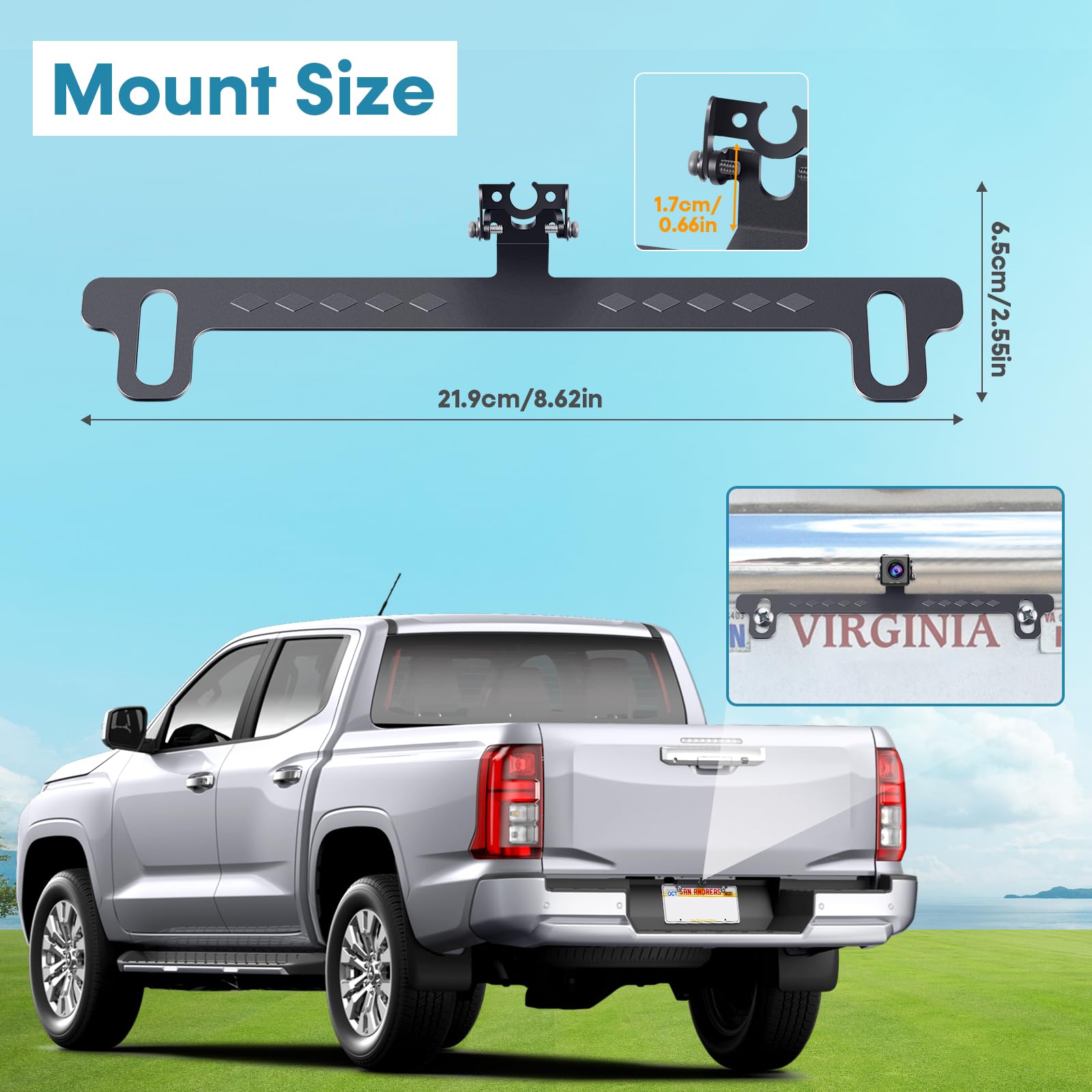 License Plate Bracket for Rear Camera: Universal Rear View Mirror Camera Mount for License Plate - Metal Rust-Proof Backup Camera Bracket for Carplay Android Auto Head Unit Dash Cam