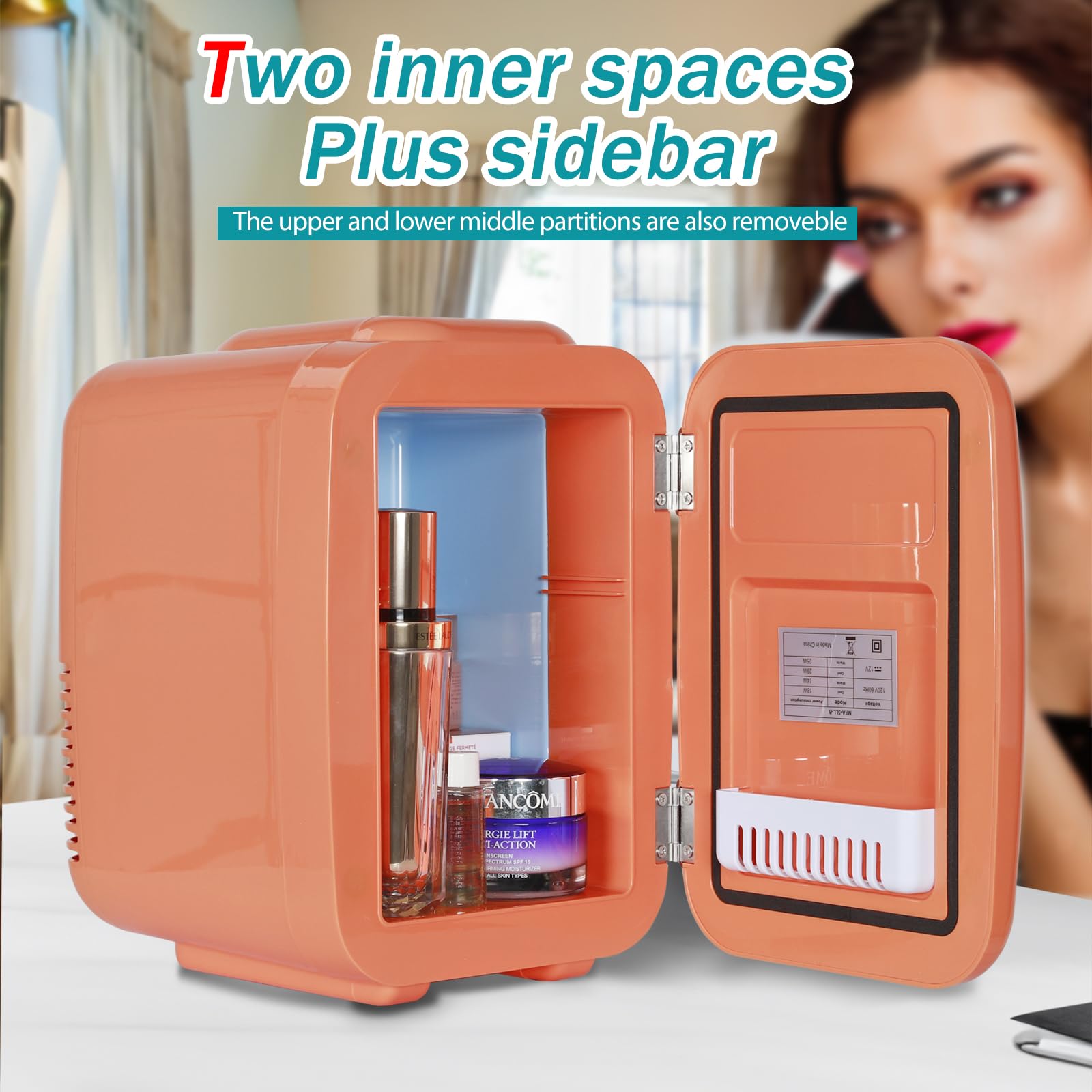 Mini Fridge Portable Thermoelectric 4 Liter Cooler and Warmer for Skincare, Eco Friendly Beauty Fridge For Foods,Medications, Cosmetics, Breast Milk, Medications Home and Travel