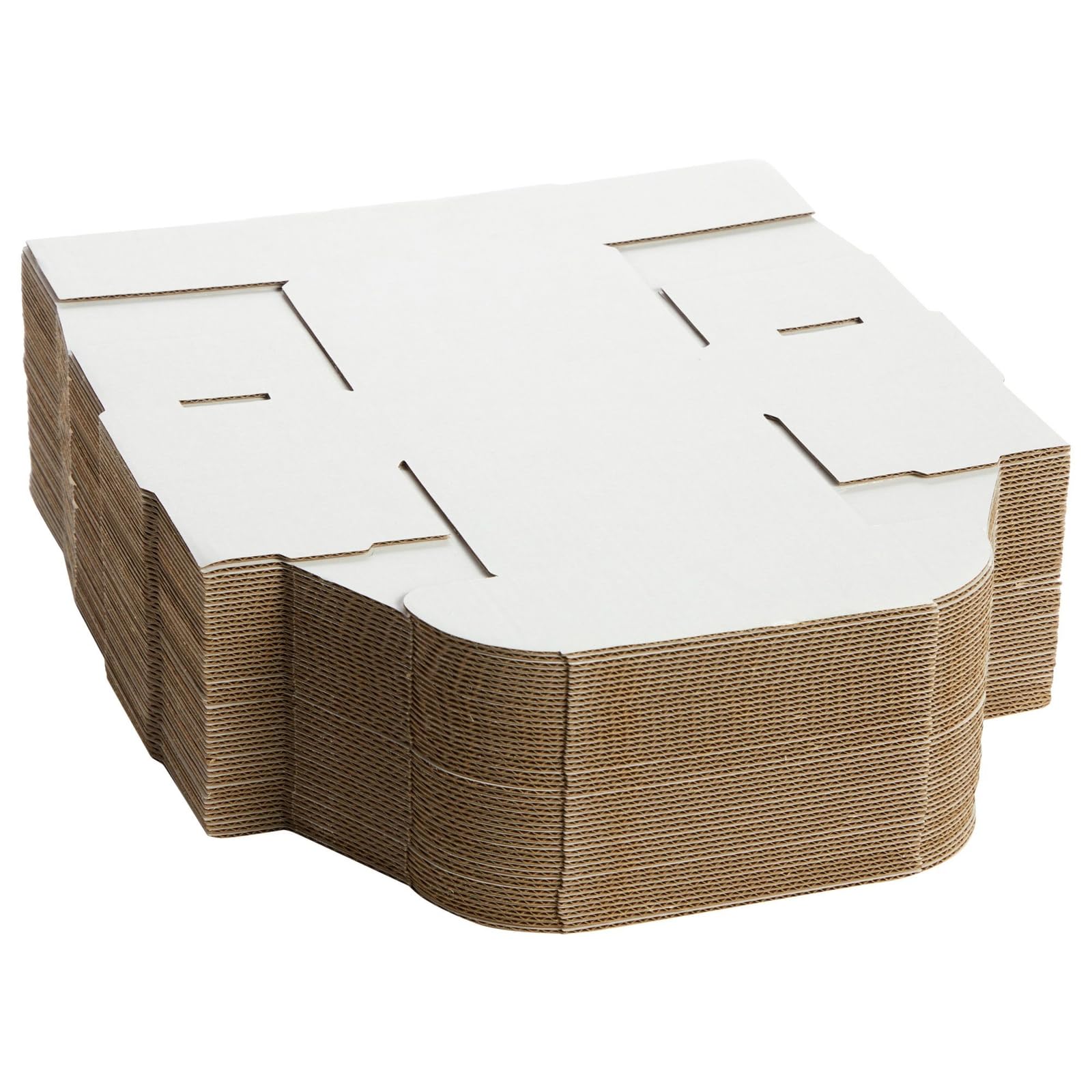 Stockroom Plus 50 Pack White 4x3x2 Corrugated Shipping Boxes - Foldable Small Business Card Boxes for Packing, Wrapping, Moving, Mailing, and Storage