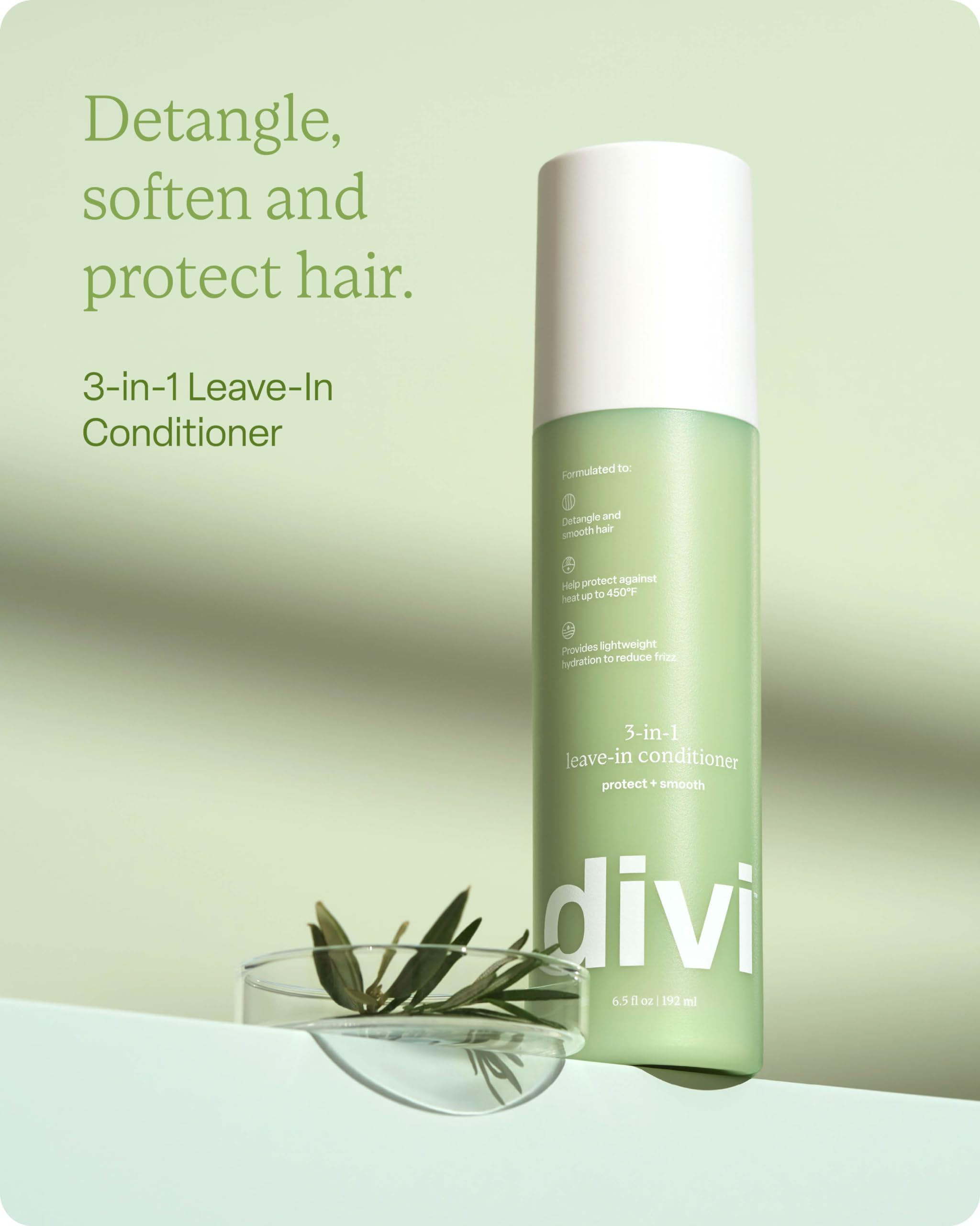 divi 3-in-1 Leave-In Conditioner - Lightweight Formula to Detangle and Hydrate Hair While Protecting Against Heat - 6 Fl Oz