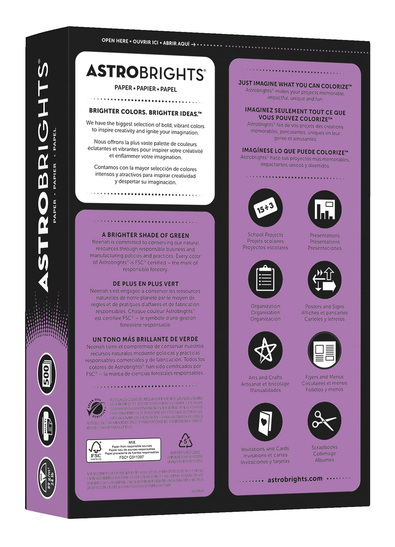 Wausau Astrobrights 24# Writing Paper, 500 count, Planetary Purple, 8.5 x 11 Inch (21678 )