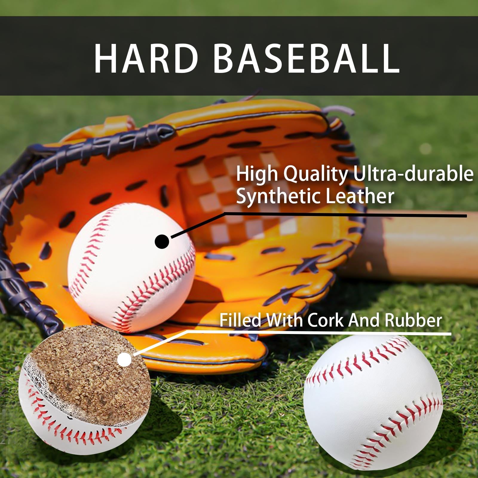 Unmarked Adult Baseballs, Practice Baseball Standard Size 9 Inch, Blank Youth Baseballs Game Tball Balls Gifts for High School League Training, Pitching, Fielding, Throwing, Autograph