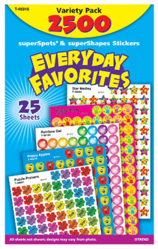 TREND enterprises, Inc. Everyday Favorites superSpots/superShapes VarPk, 2500 ct