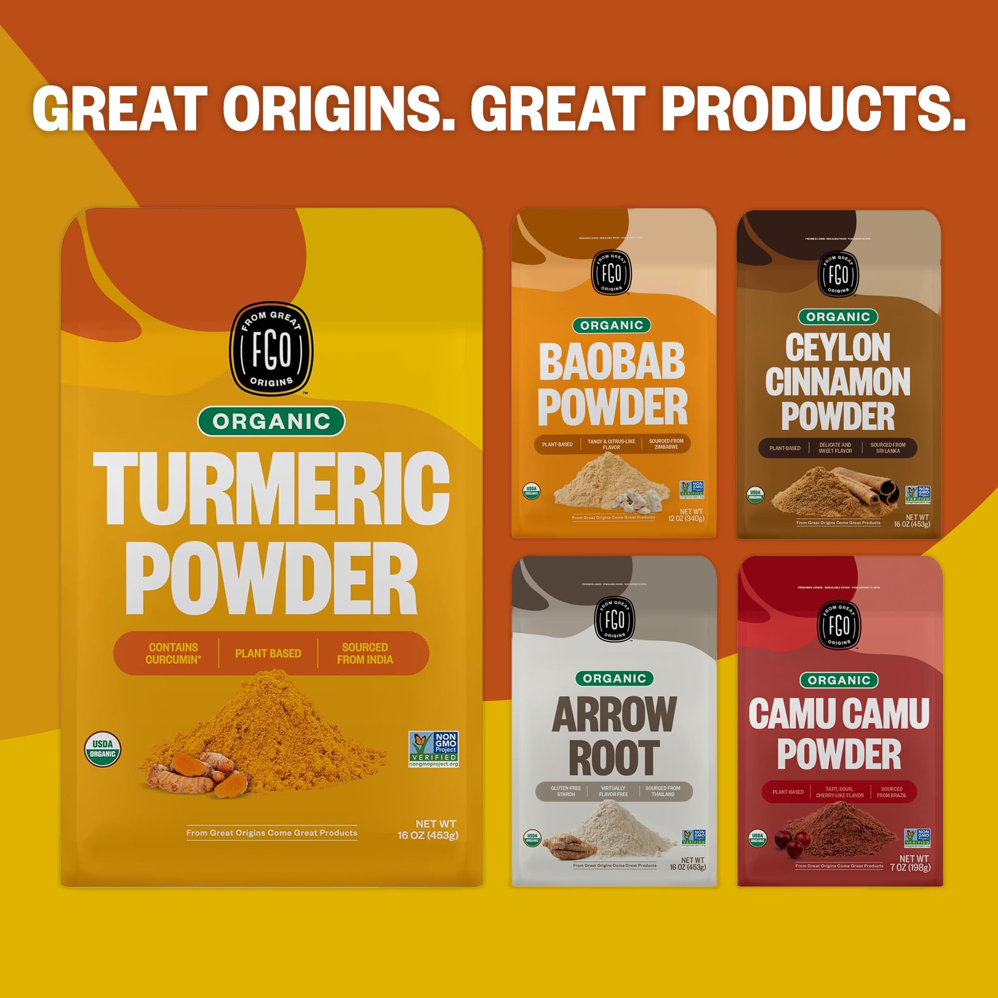 FGO Organic Turmeric Powder w/Curcumin, from India, 8oz, Packaging May Vary (Pack of 1)