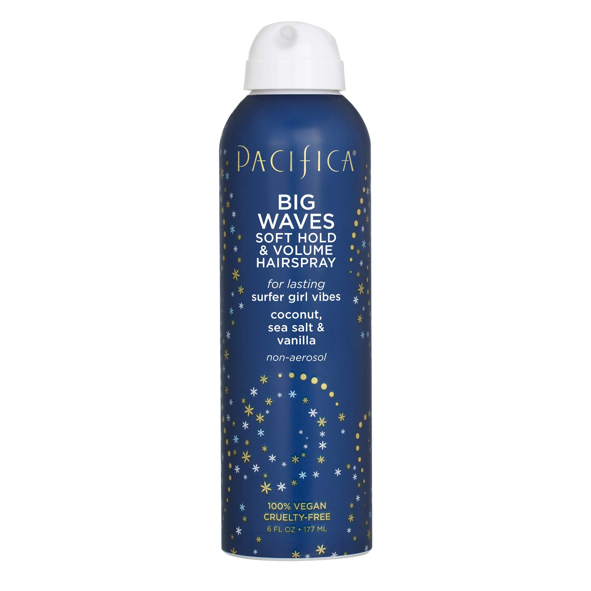 Pacifica Beauty Big Waves Coconut, Vanilla & Sea Salt Hairspray, Controls Frizz & Adds Volume, Designed for Wavy Hair, Vegan & Cruelty-Free, 6 Fl Oz