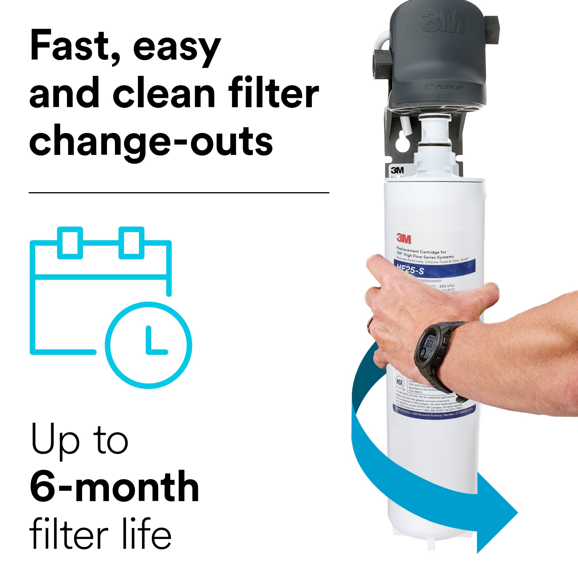 3M - HF25-S - Ice Machine Replacement Filter Cartridge Part # 5615203 , White