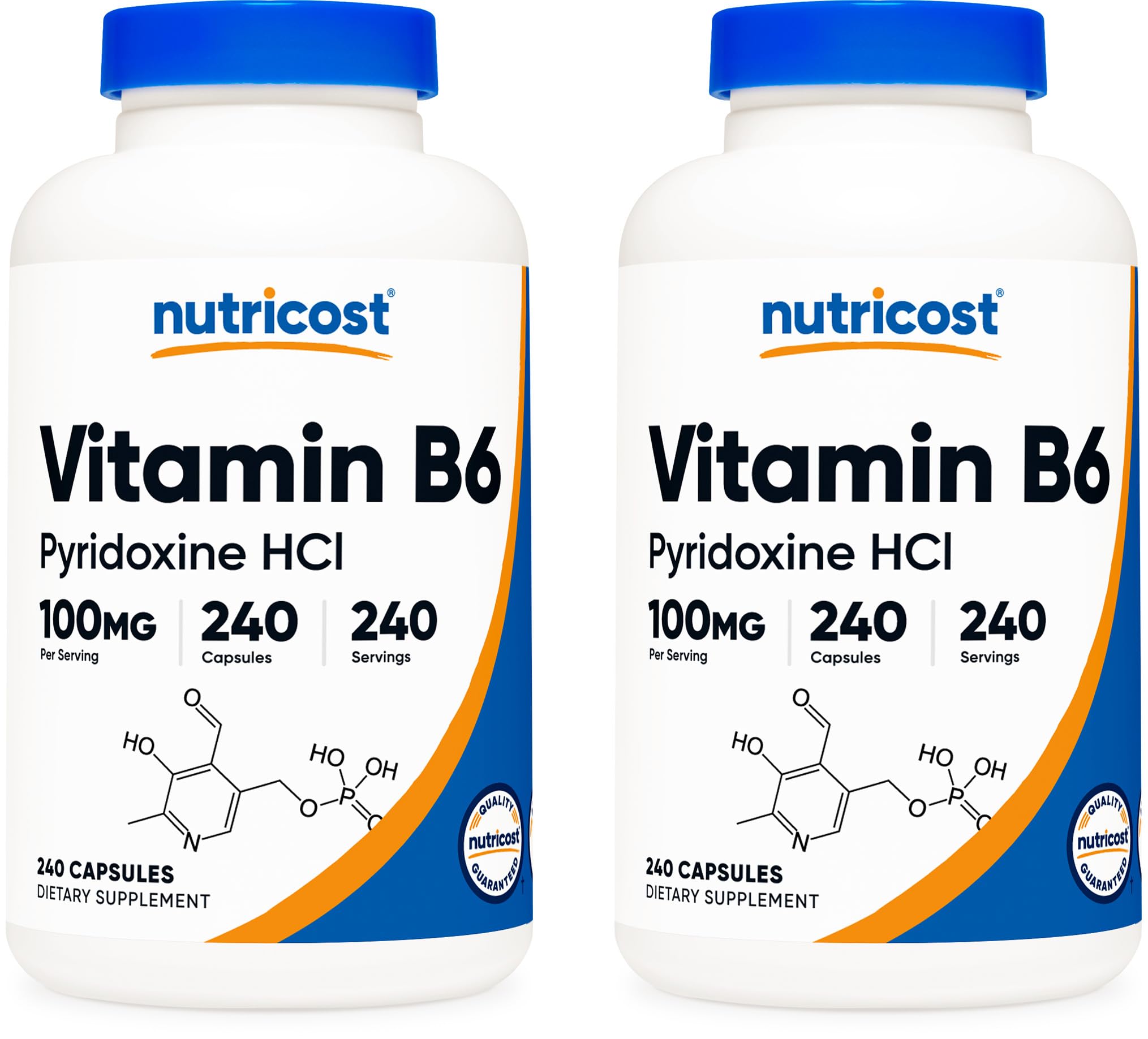 Nutricost Vitamin B6 (Pyridoxine HCl) 100mg, 240 Capsules (2 Bottles)